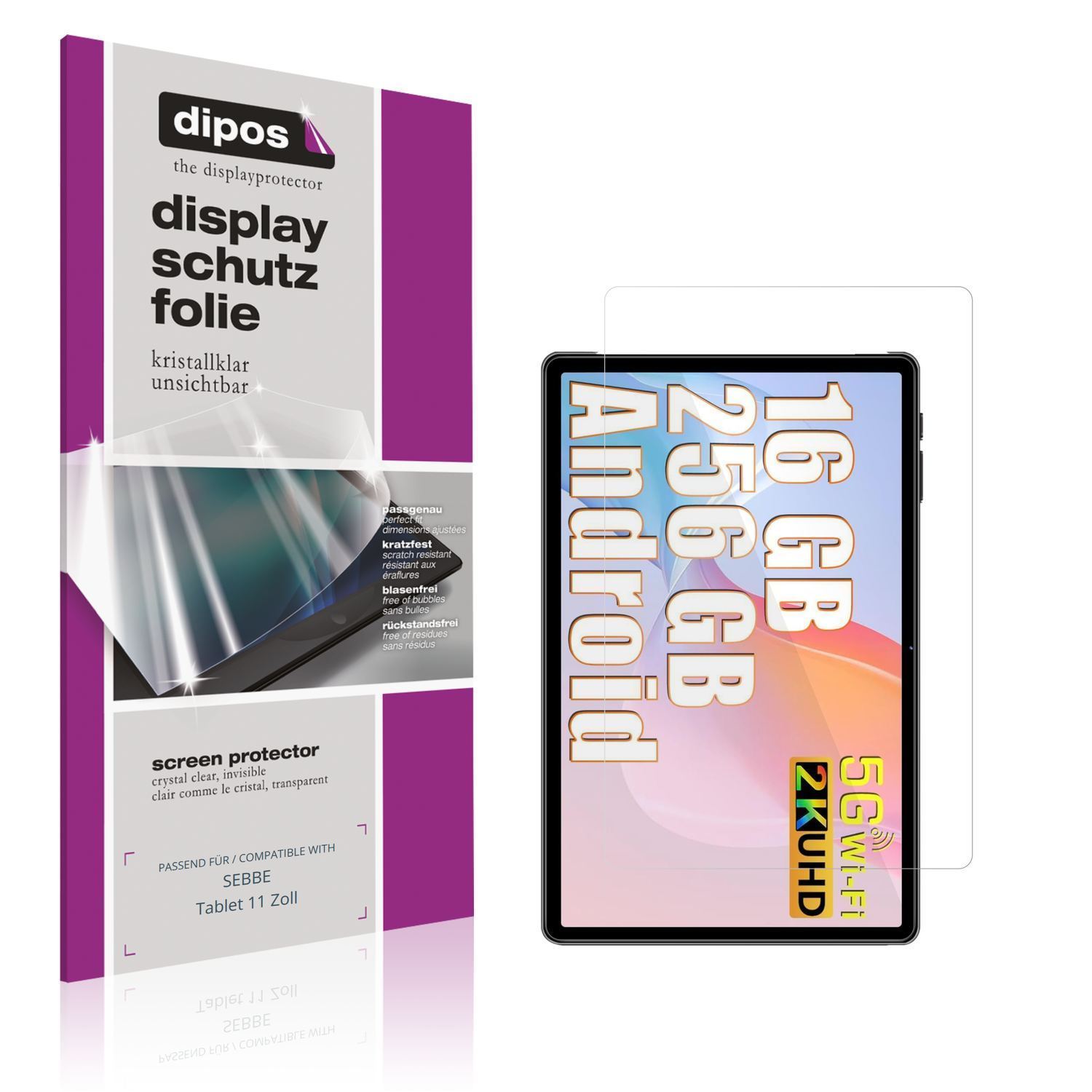 2x Schutzfolie klar für SEBBE Tablet 11 Zoll Displ (1)