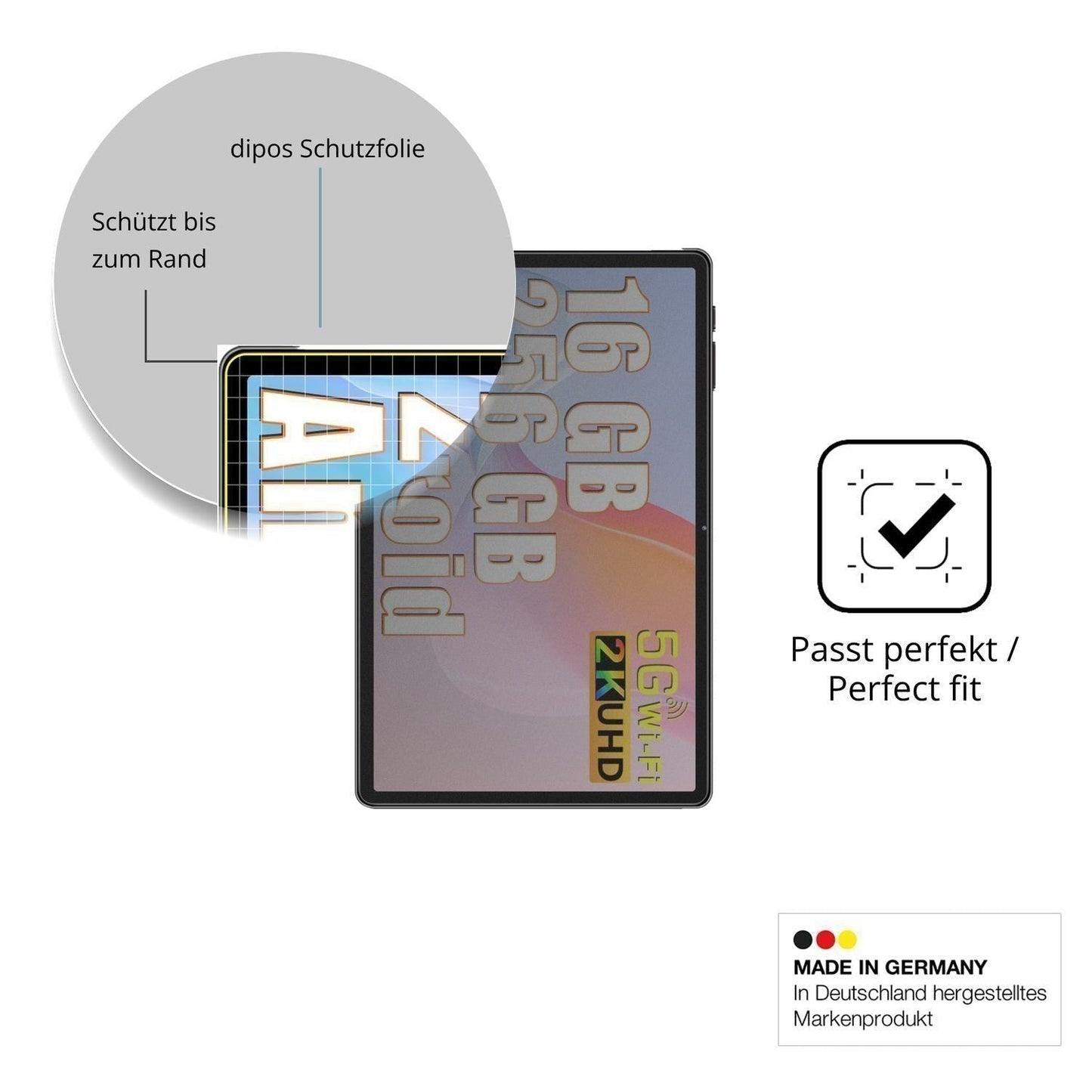Blickschutzfolie für SEBBE Tablet 11 Zoll matt Sch (4)
