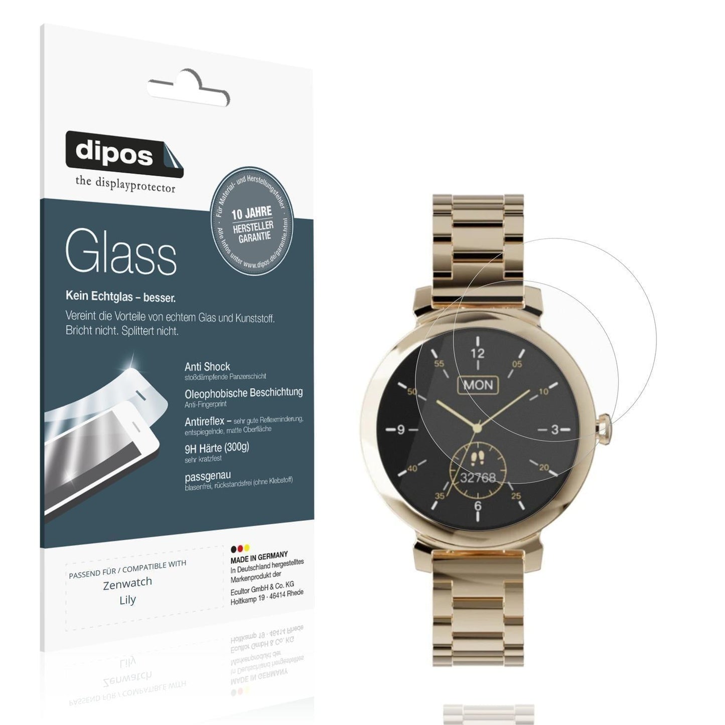 2x 9H Schutzfolie matt für Zenwatch Lily Panzerfol (1)