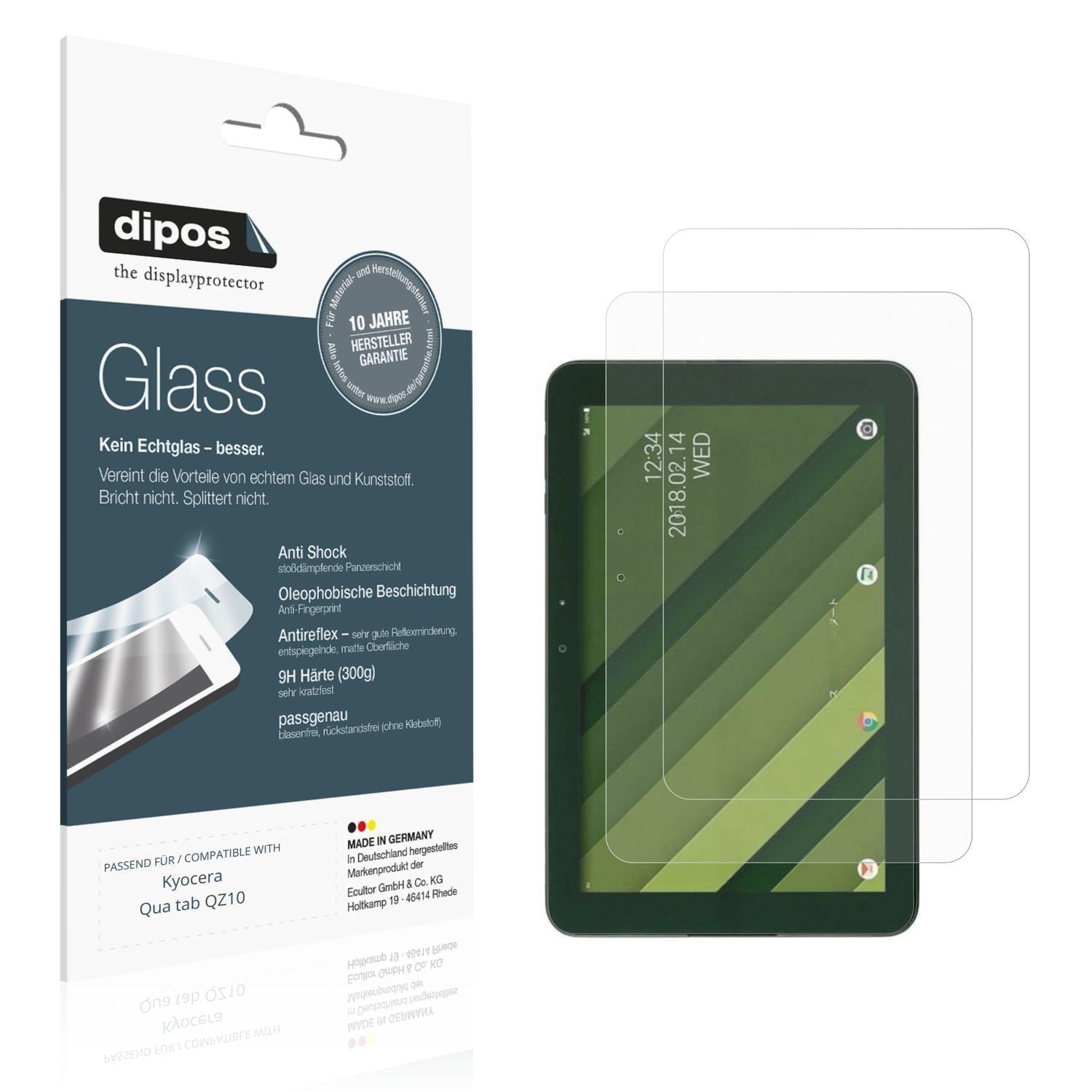 2x 9H Schutzfolie matt für Kyocera Qua tab QZ10 Pa (1)