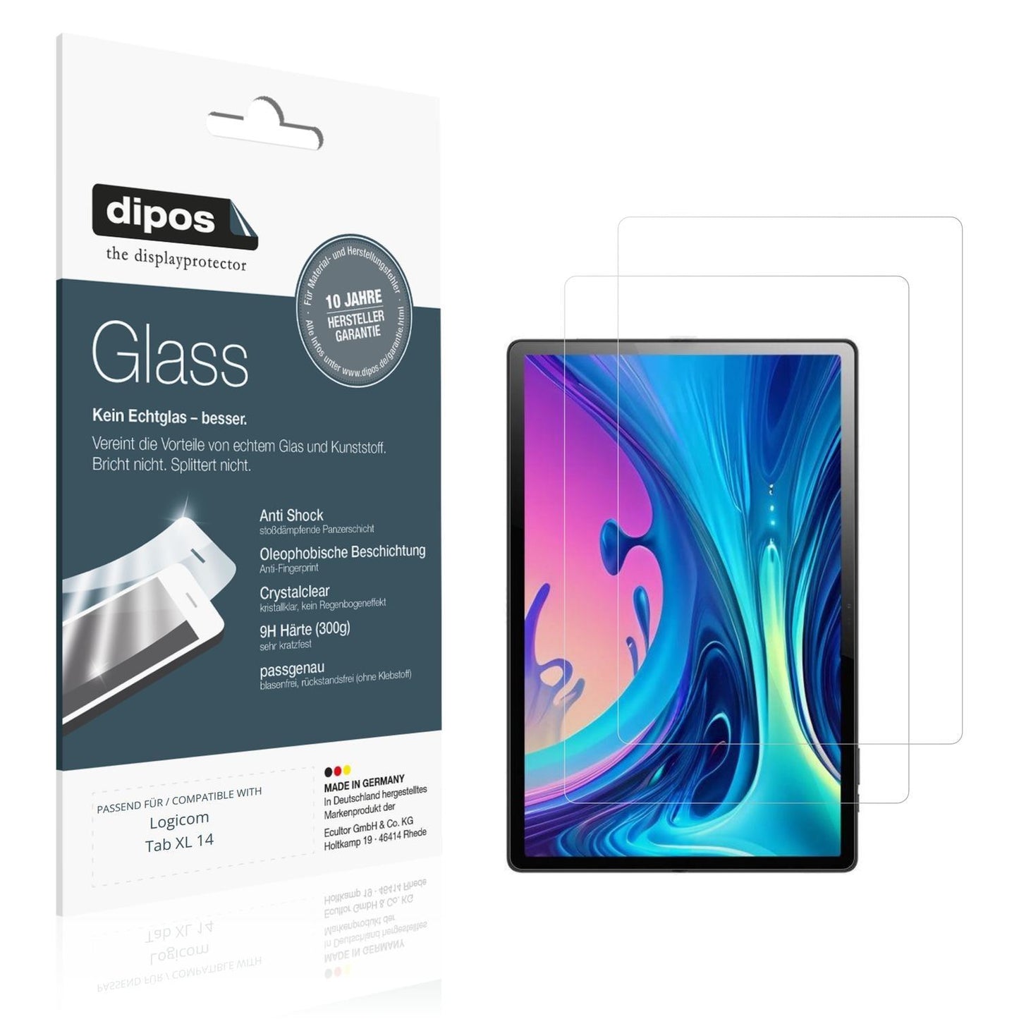 2x 9H Schutzfolie für Logicom Tab XL 14 Panzerfoli (1)