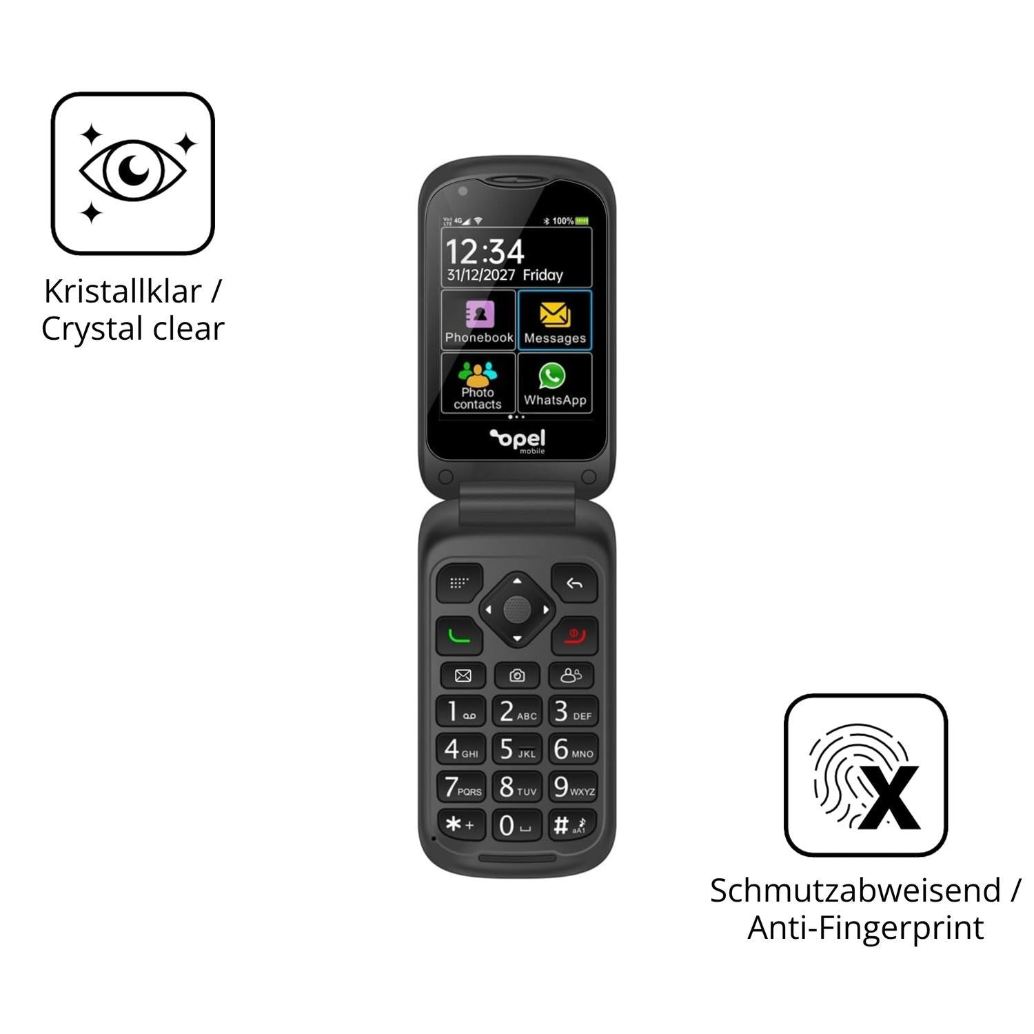 2x 9H Schutzfolie für Opel Mobile TouchFlip Panzer (5)