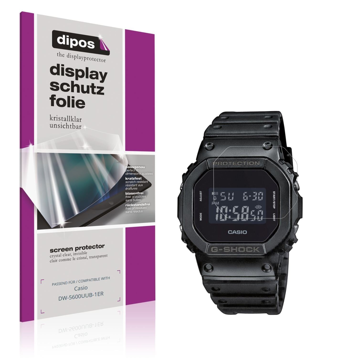 6x Schutzfolie klar für Casio DW-5600UUB-1ER Displ (1)