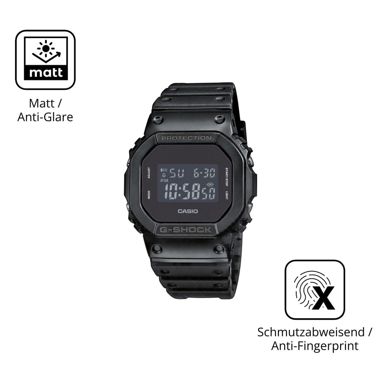 6x Schutzfolie matt für Casio DW-5600UUB-1ER Displ (5)