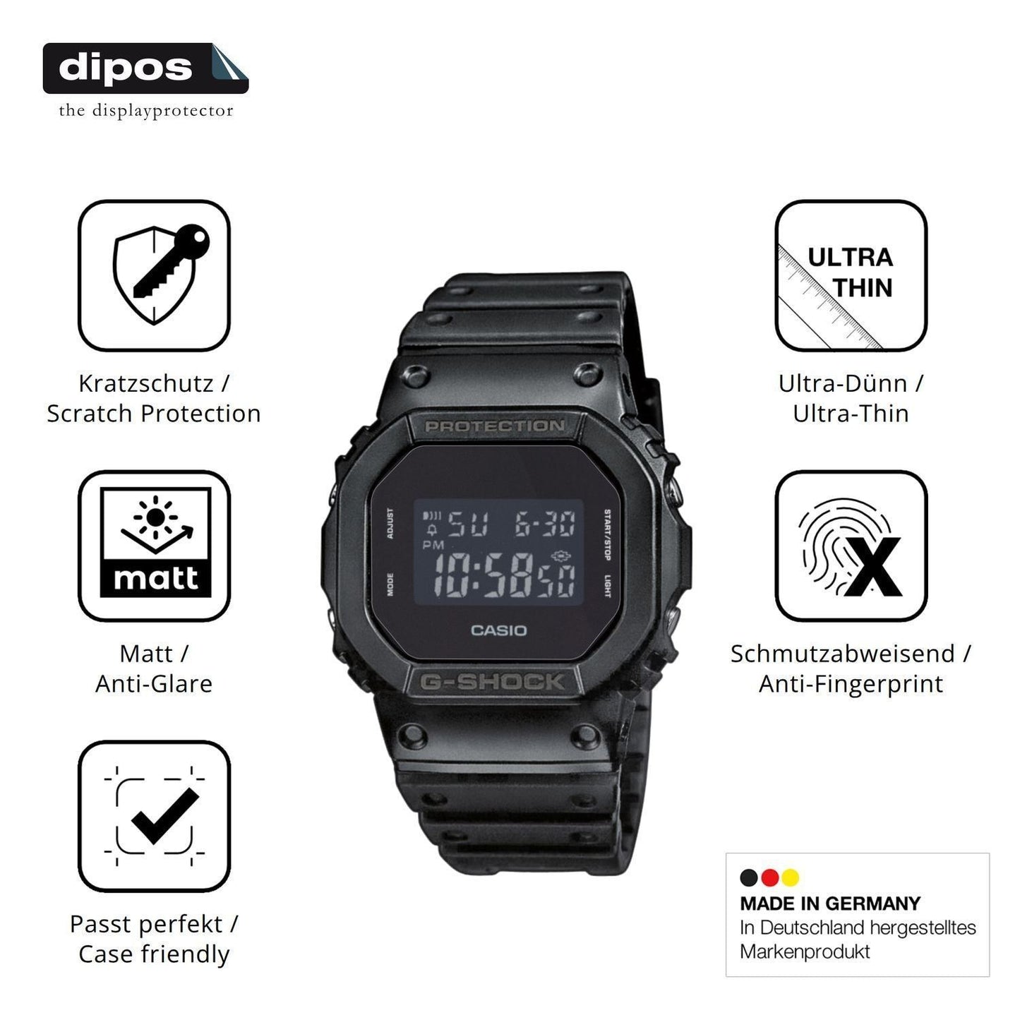 6x Schutzfolie matt für Casio DW-5600UUB-1ER Displ (7)