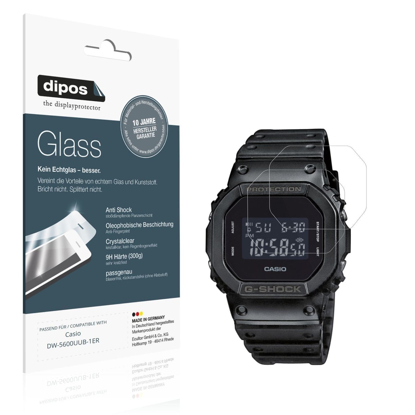 2x 9H Schutzfolie für Casio DW-5600UUB-1ER Panzerf (1)