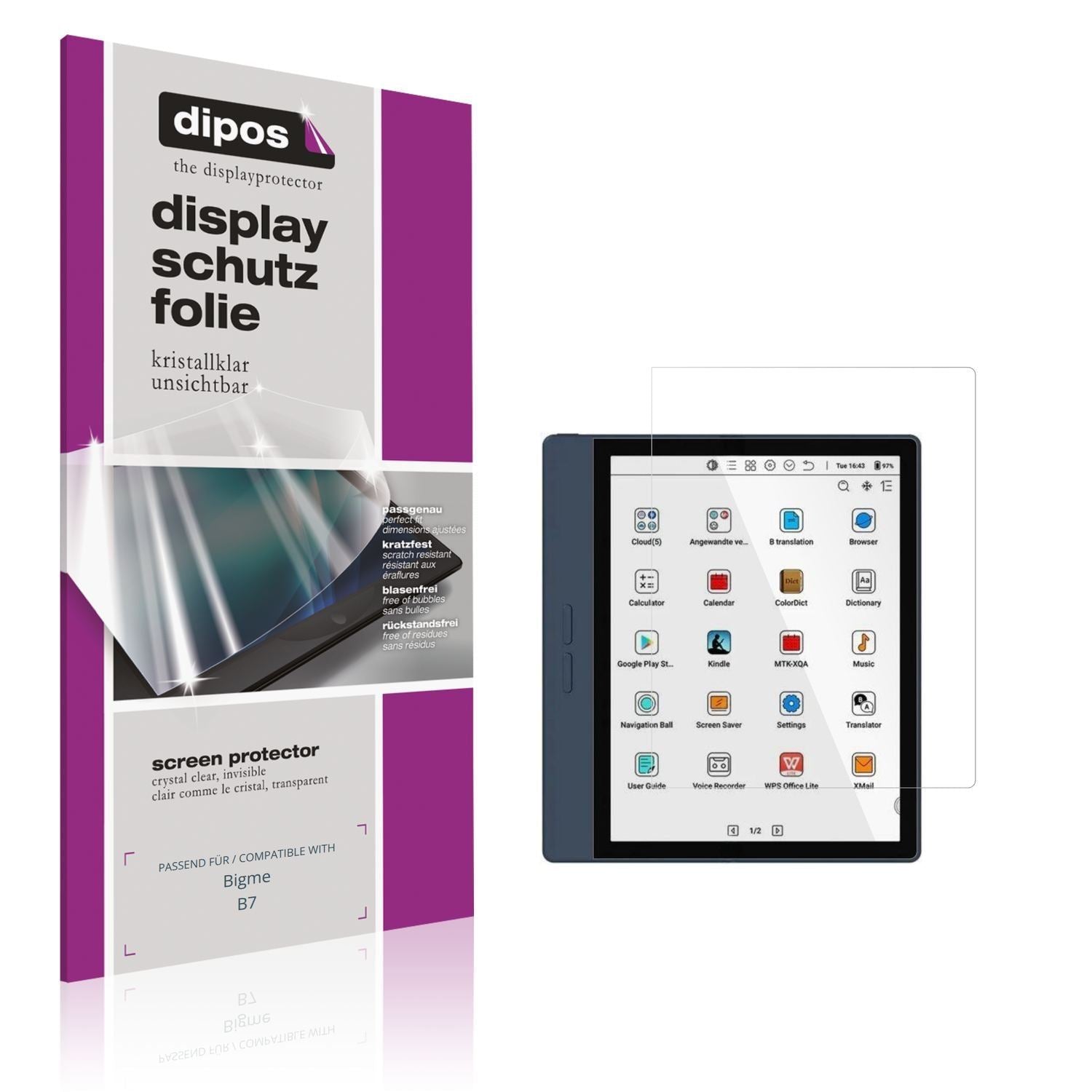 2x Schutzfolie klar für Bigme B7 Display-Schutzfol (1)