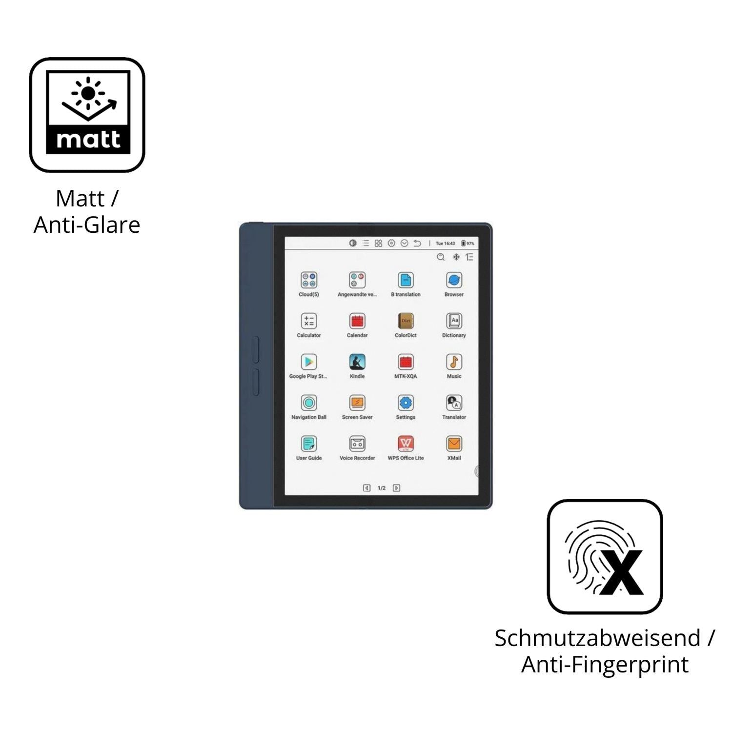 2x Schutzfolie matt für Bigme B7 Display-Schutzfol (5)