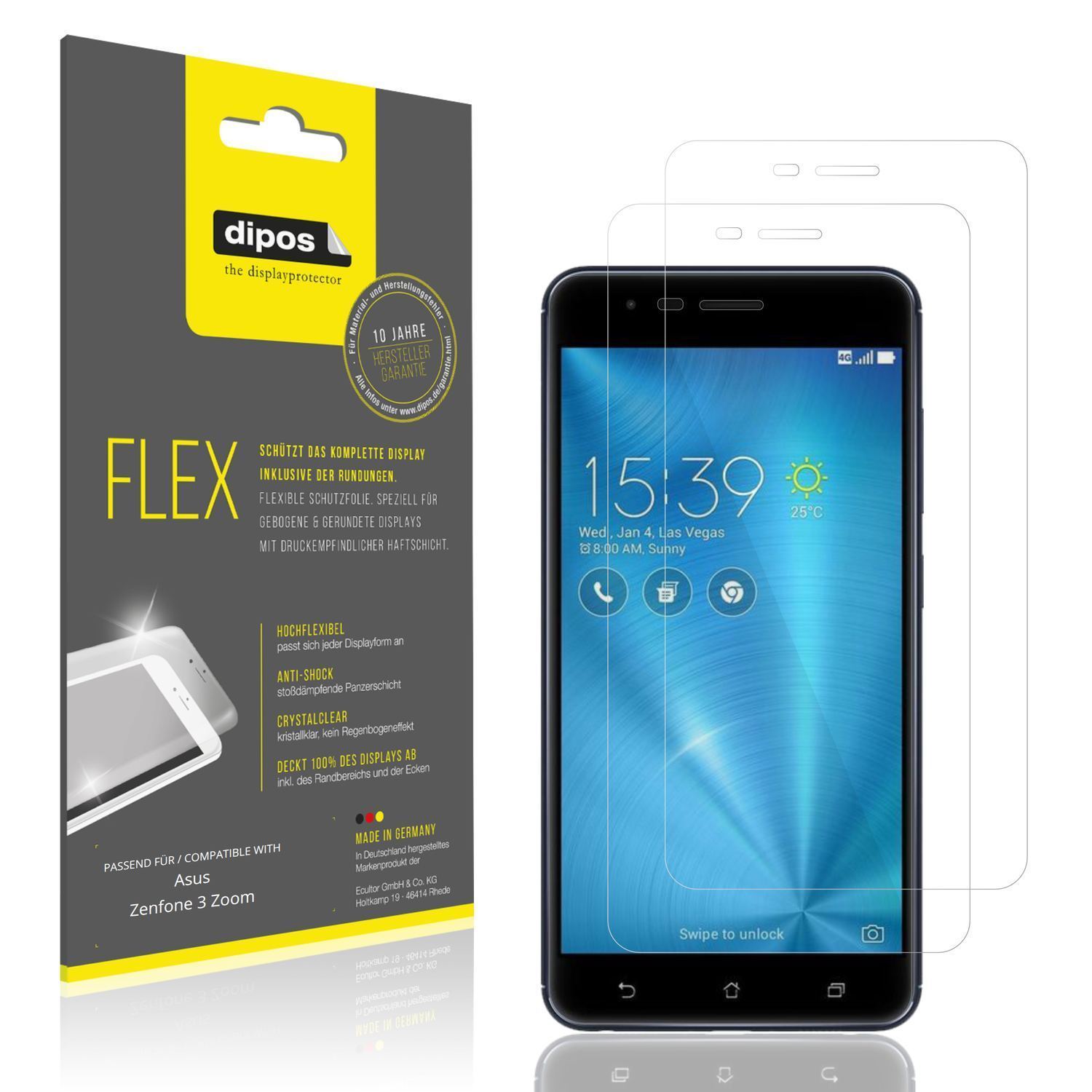 2x 3D Full Cover Schutzfolie für Asus ZenFone 3 Zo (1)