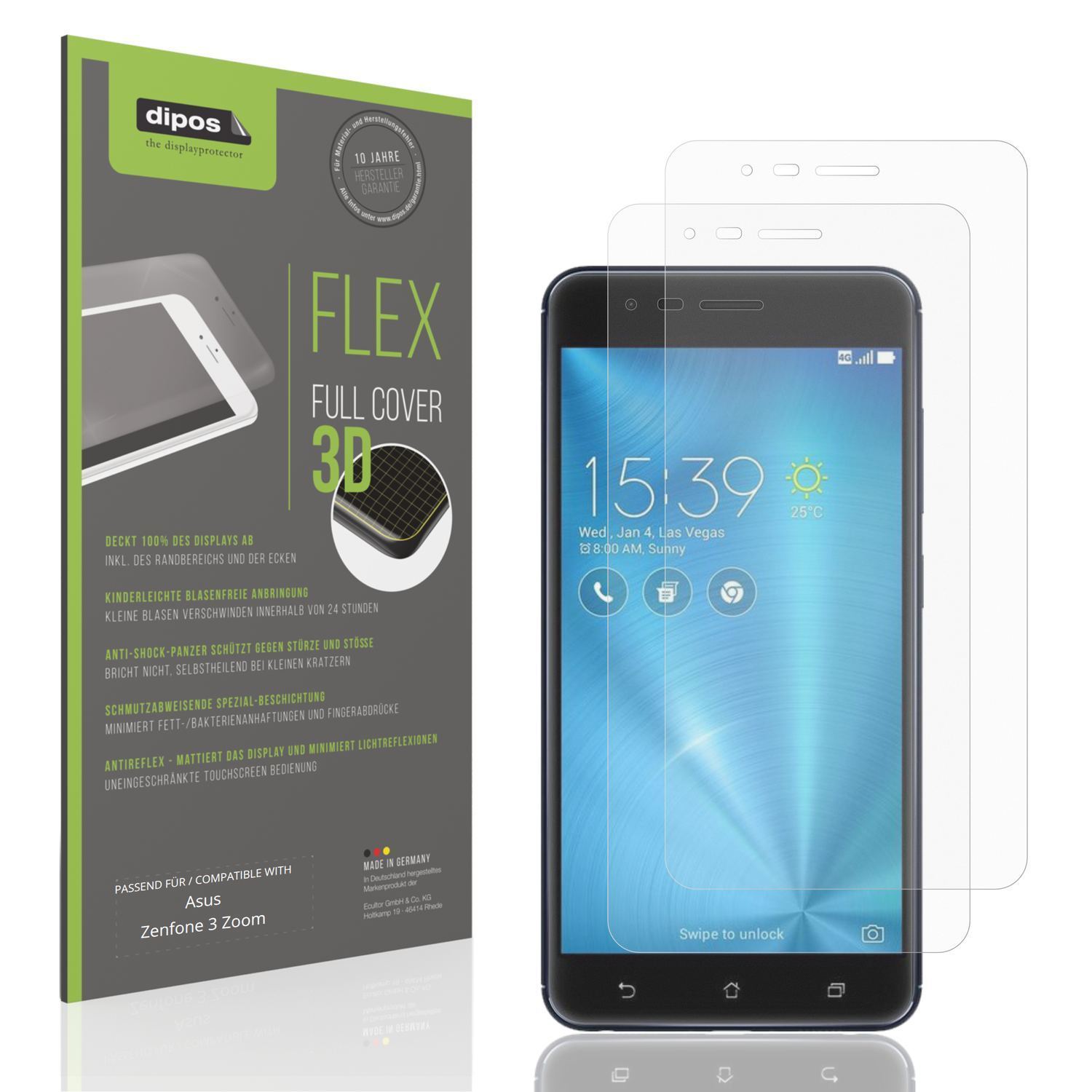 2x Full Cover Schutzfolie matt für Asus ZenFone 3  (1)