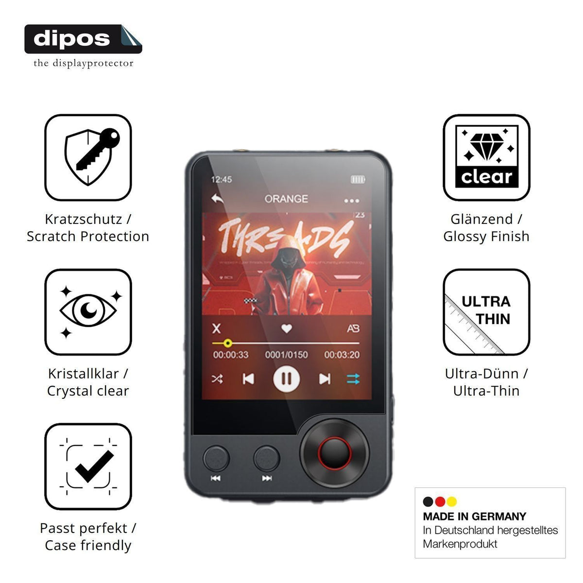 4x Schutzfolie klar für Oilsky A55 MP3-Player Disp (7)