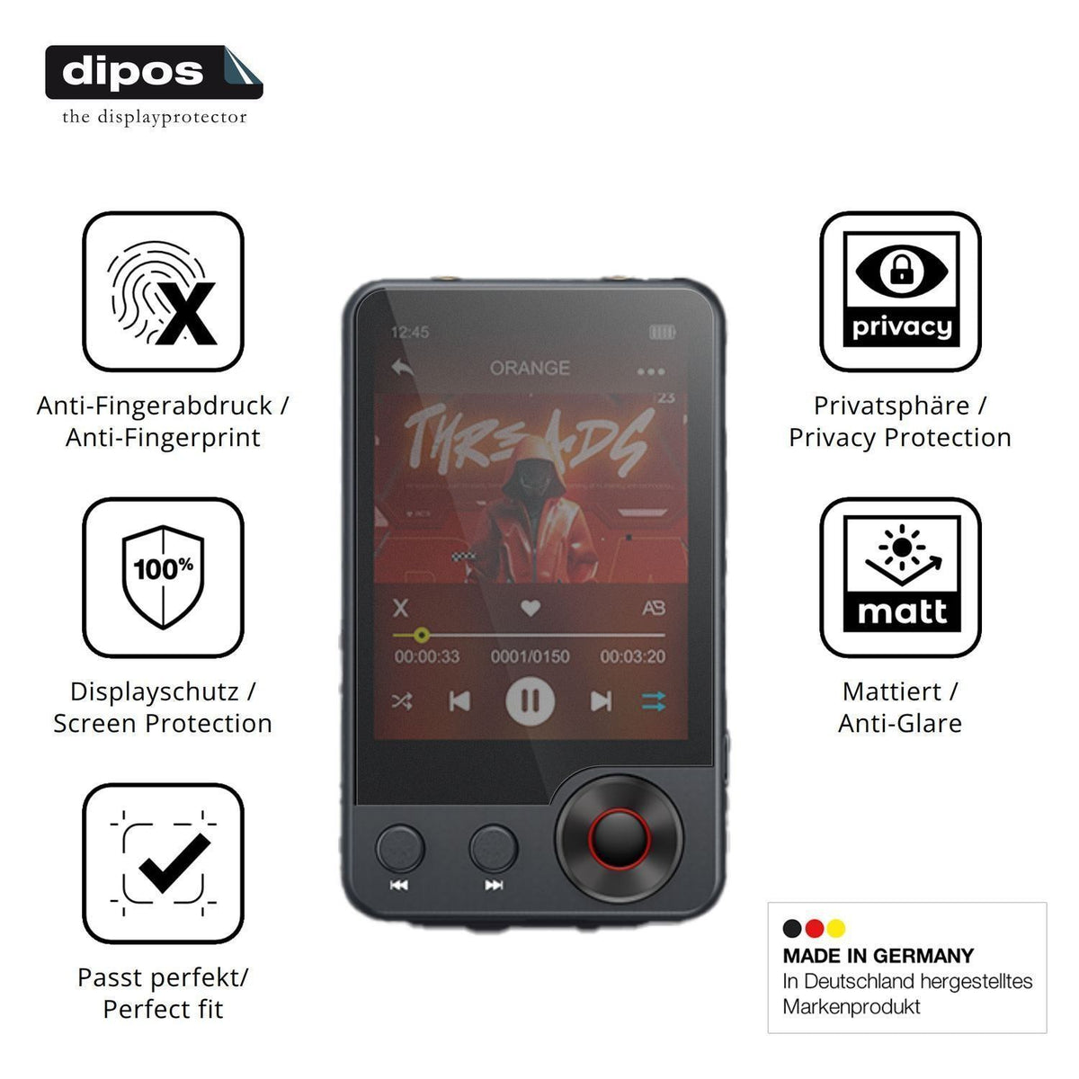 Blickschutzfolie für Oilsky A55 MP3-Player matt Sc (5)