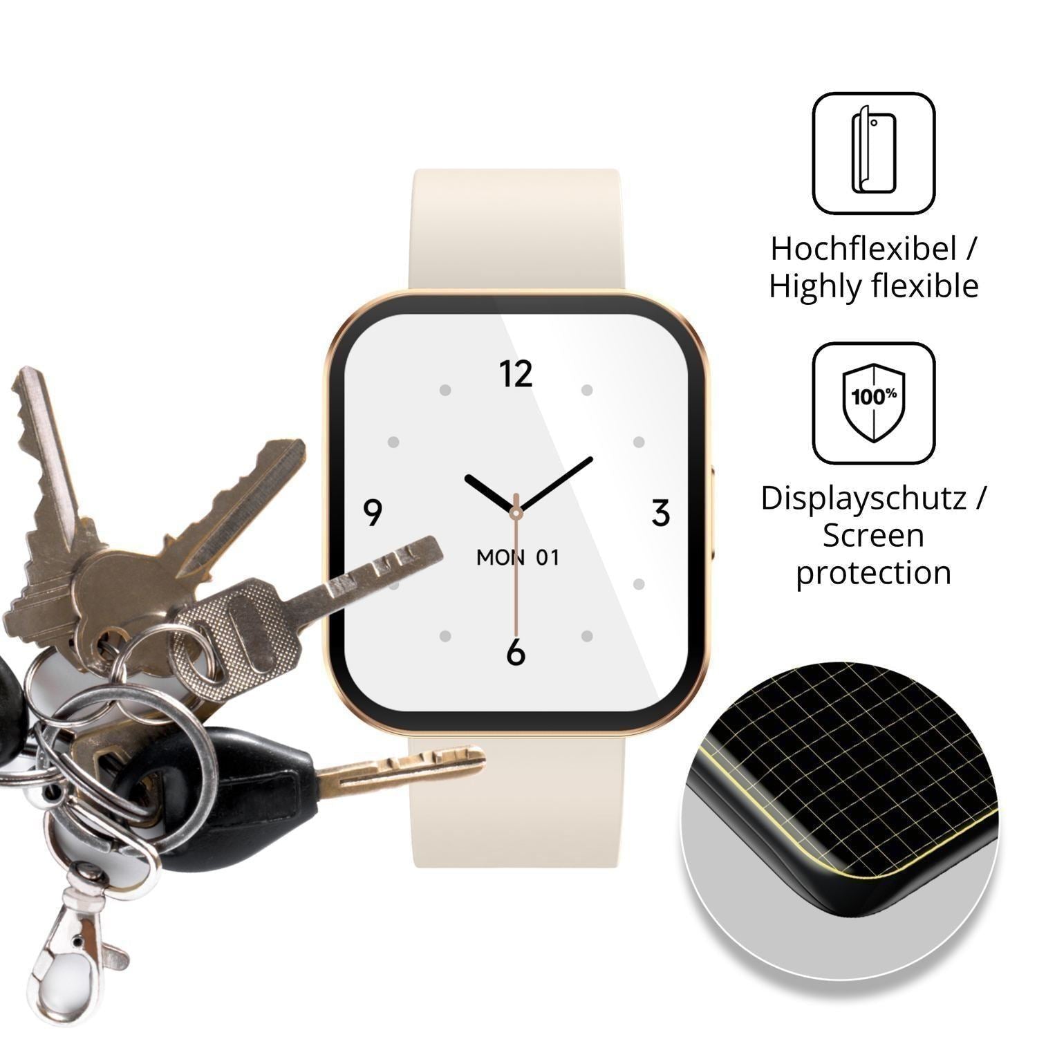 2x 3D Full Cover Schutzfolie für Levowatch TINY (3)
