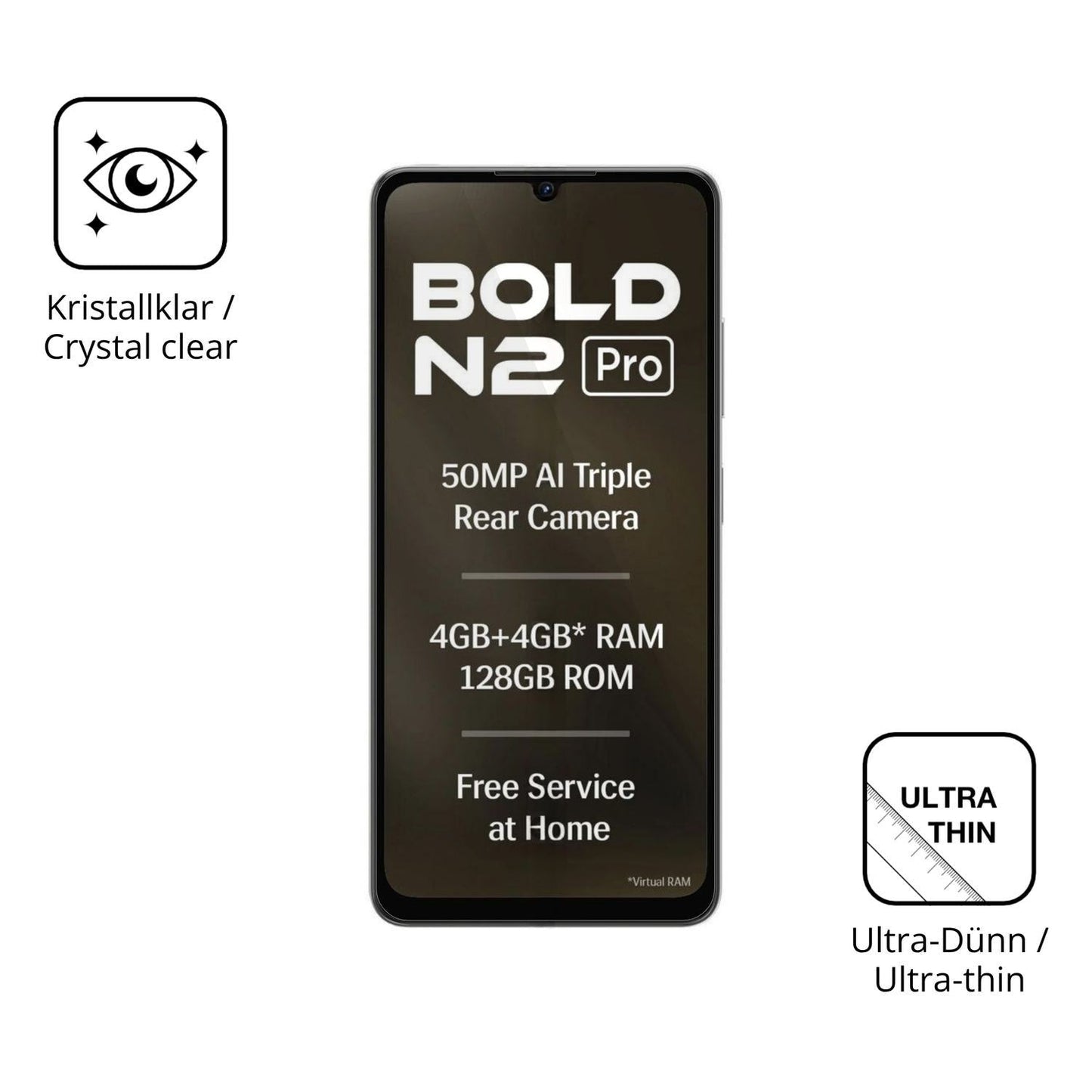 4x Schutzfolie klar für Lava Bold N2 Pro Display-S (5)
