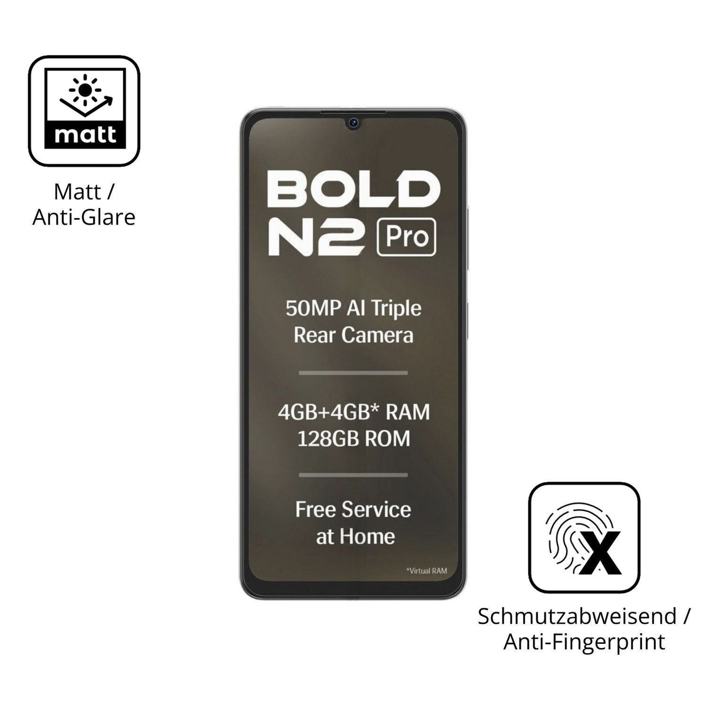4x Schutzfolie matt für Lava Bold N2 Pro Display-S (1)