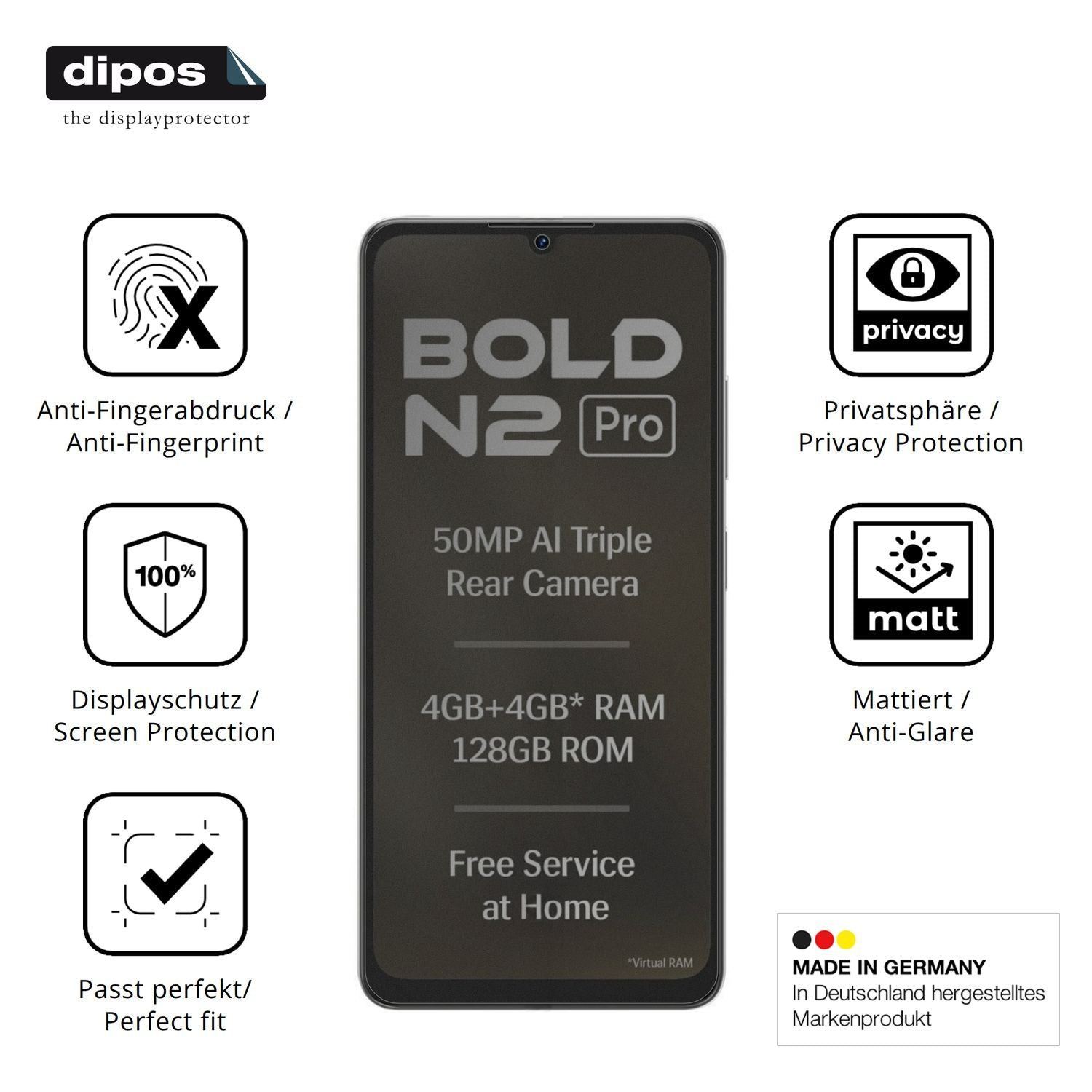 Blickschutzfolie für Lava Bold N2 Pro matt Schutzf (5)