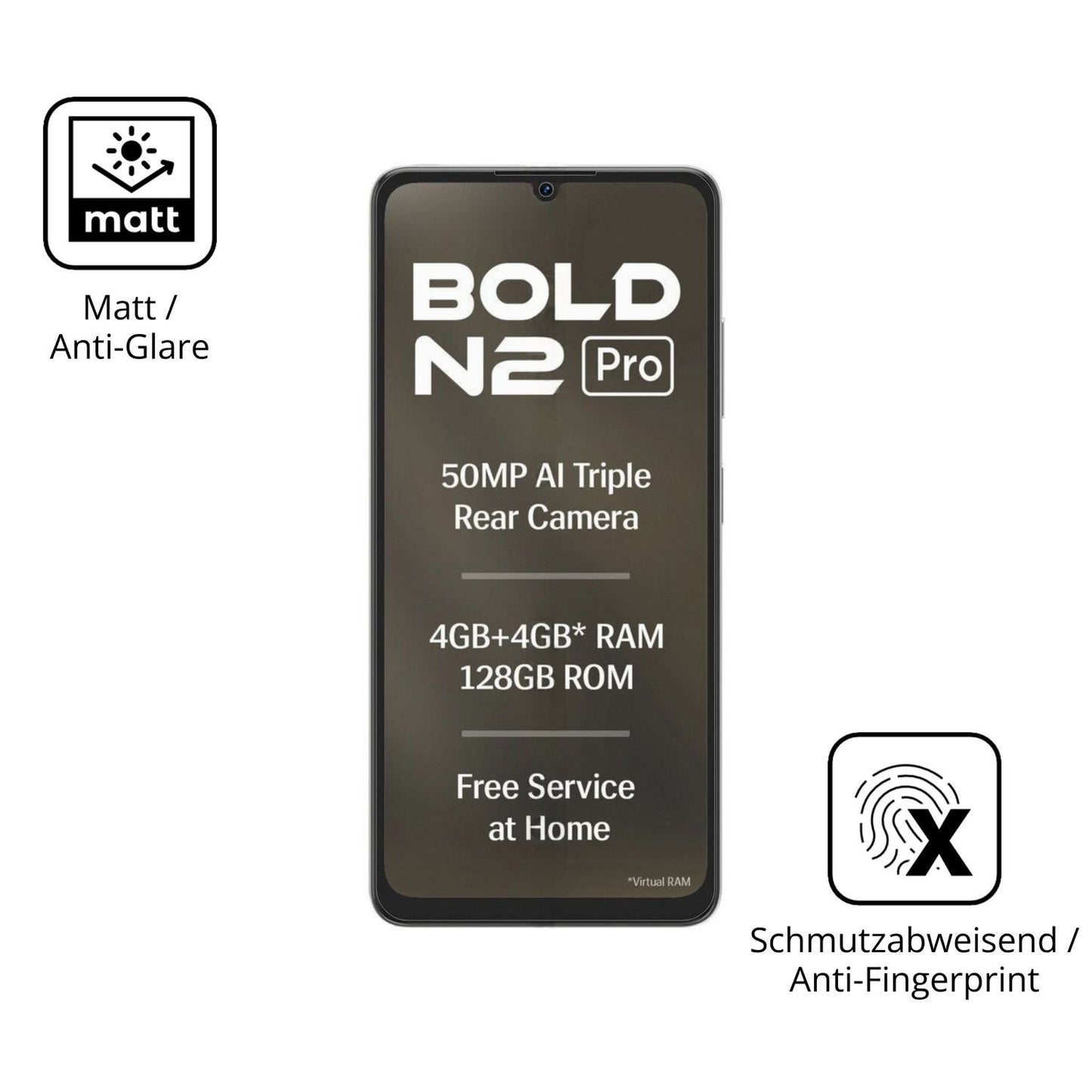 2x 9H Schutzfolie matt für Lava Bold N2 Pro Panzer (5)