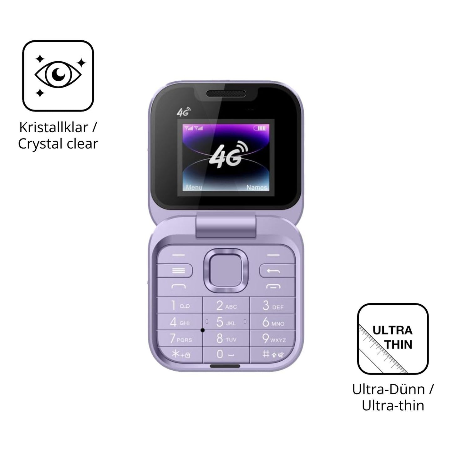 4x Schutzfolie klar für Tosuny 4G Klapptelefon Dis (5)