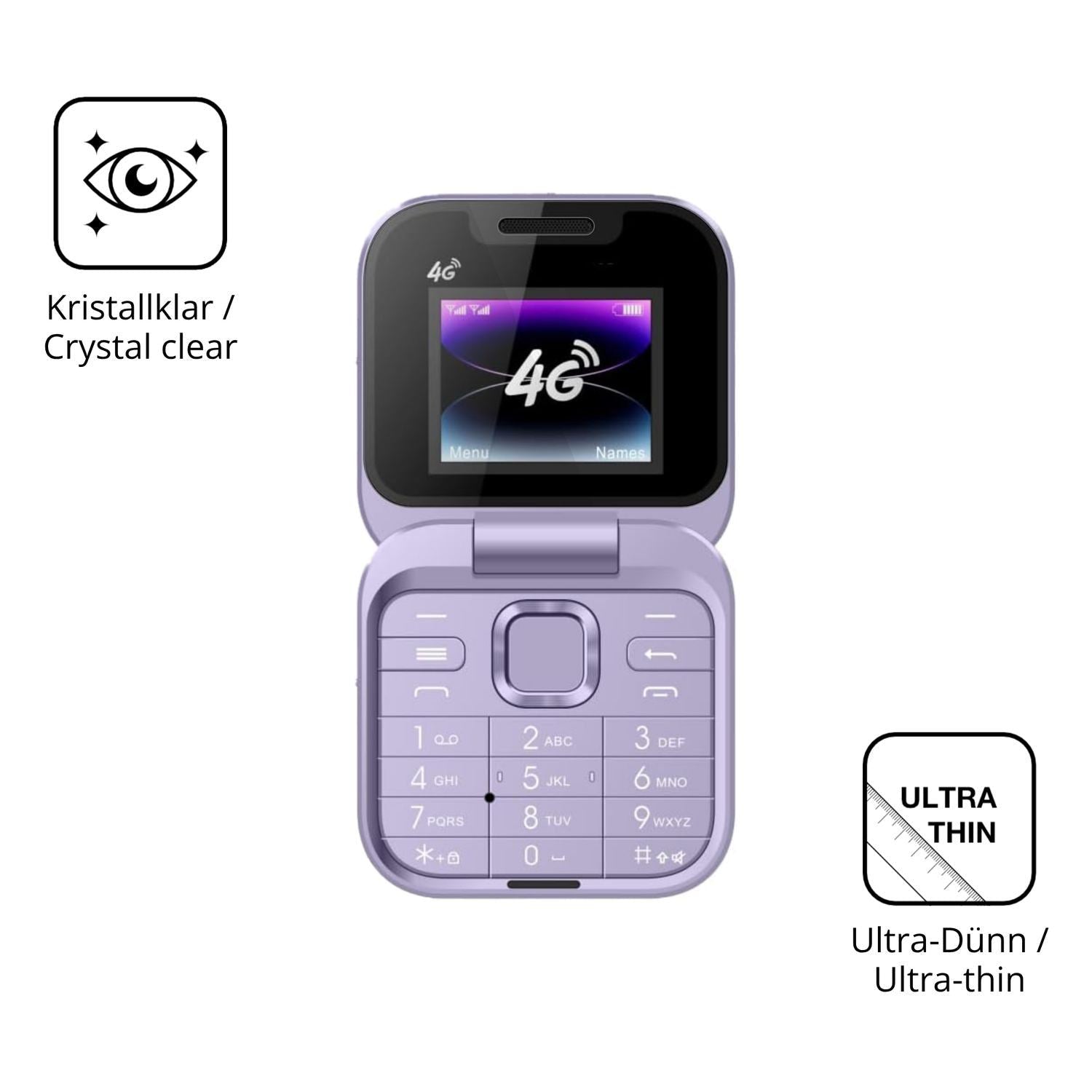 4x Schutzfolie klar für Tosuny 4G Klapptelefon Dis (5)