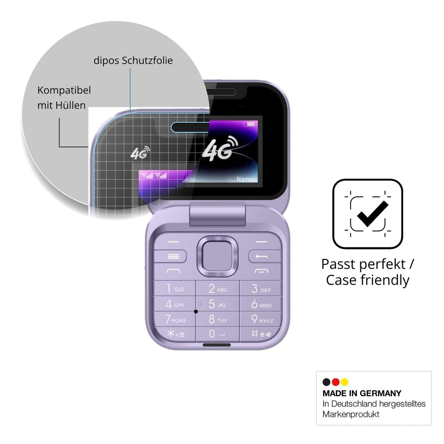 4x Schutzfolie klar für Tosuny 4G Klapptelefon Dis (6)