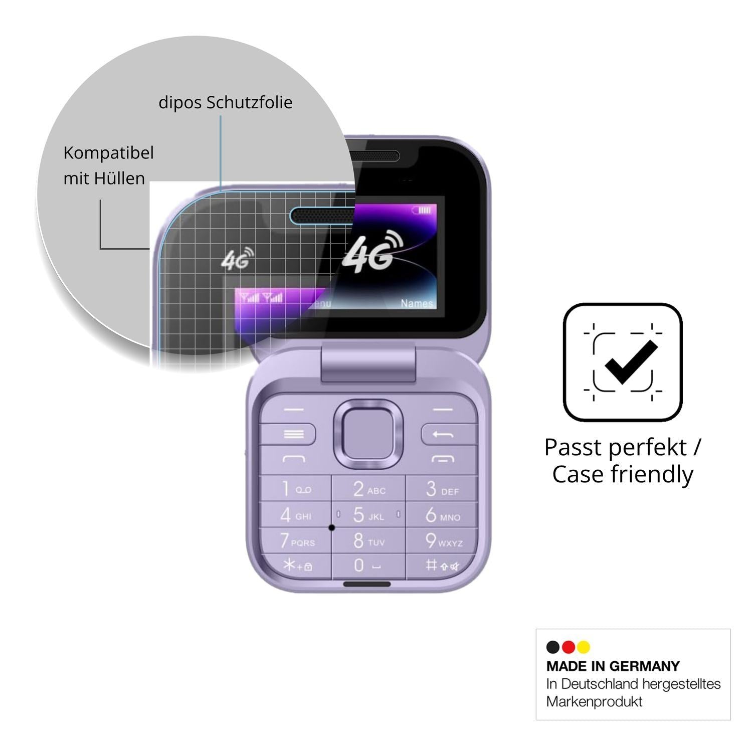 4x Schutzfolie klar für Tosuny 4G Klapptelefon Dis (6)