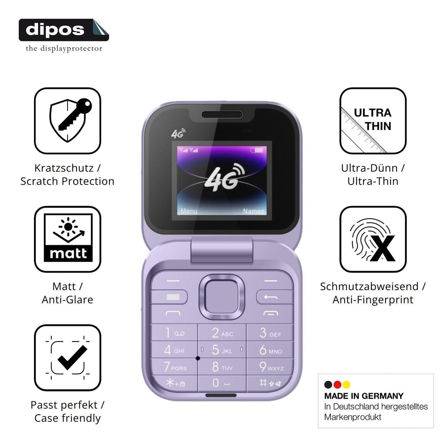 4x Schutzfolie matt für Tosuny 4G Klapptelefon Dis (7)