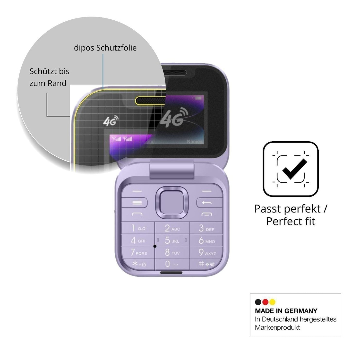 Blickschutzfolie für Tosuny 4G Klapptelefon matt S (4)
