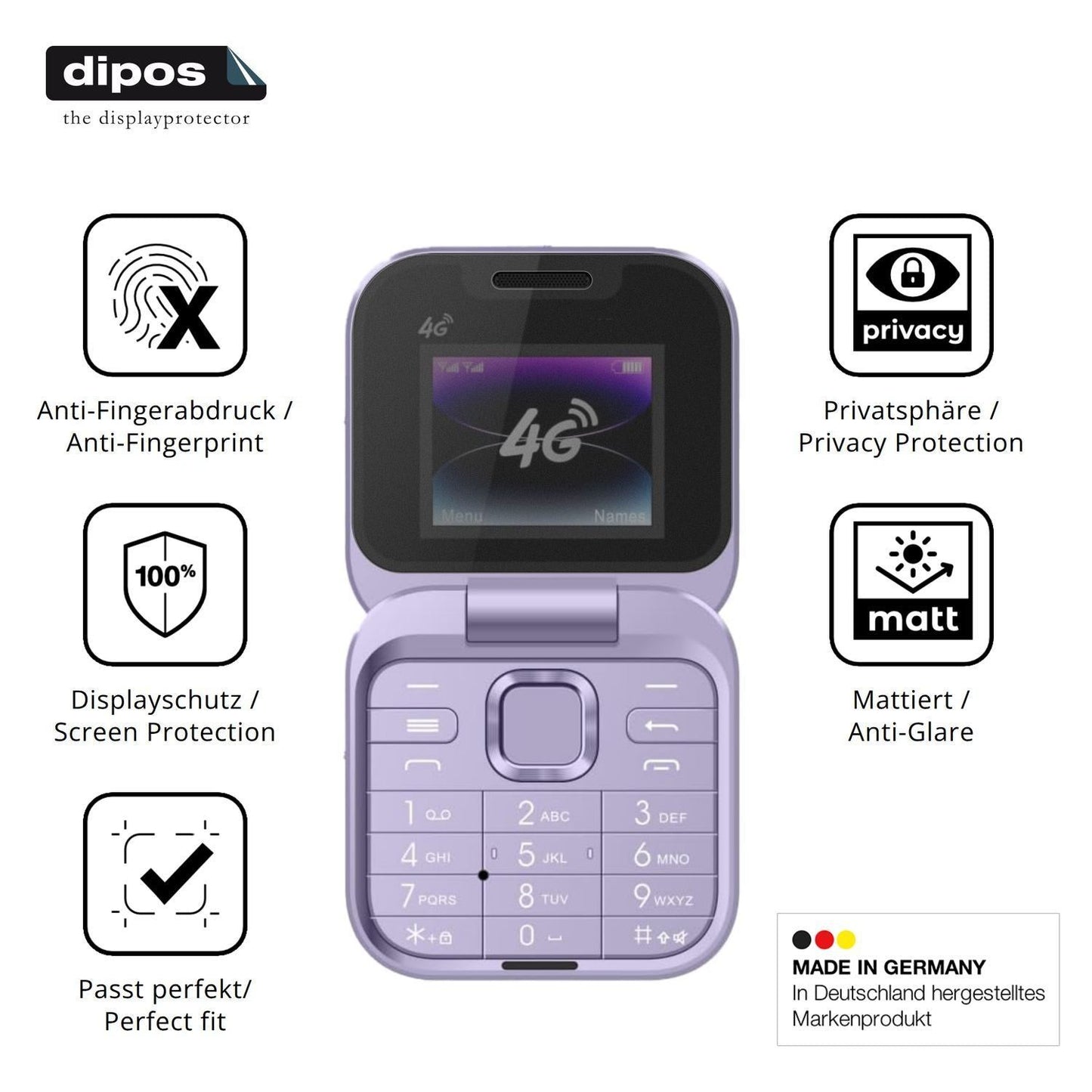 Blickschutzfolie für Tosuny 4G Klapptelefon matt S (5)