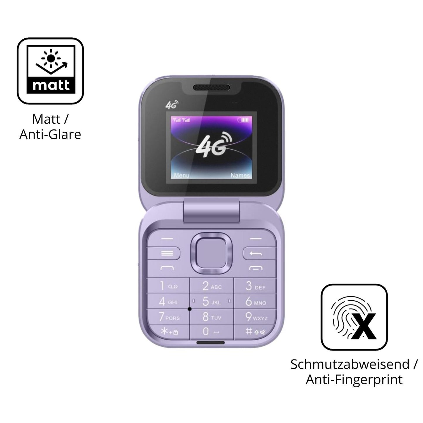 2x 9H Schutzfolie matt für Tosuny 4G Klapptelefon  (5)