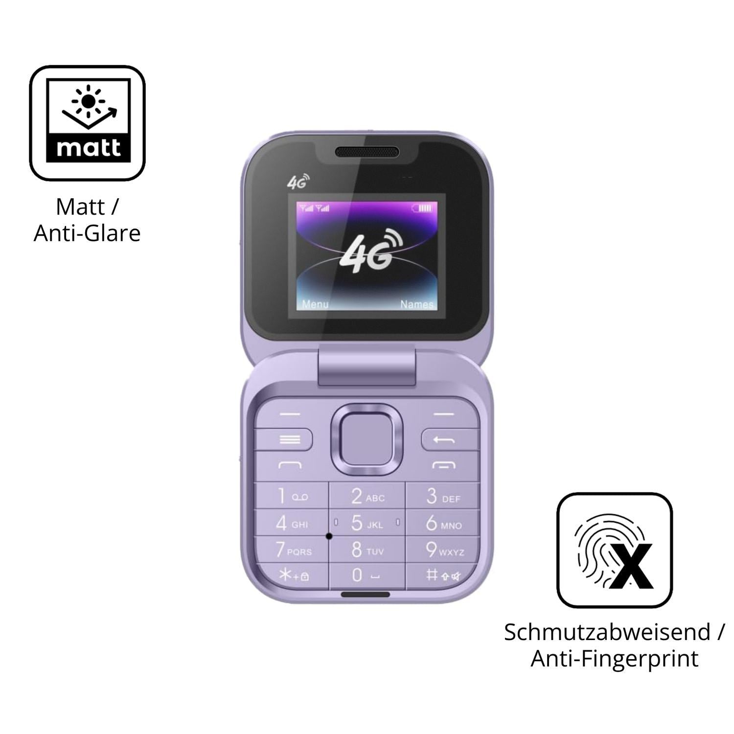 2x 9H Schutzfolie matt für Tosuny 4G Klapptelefon  (5)