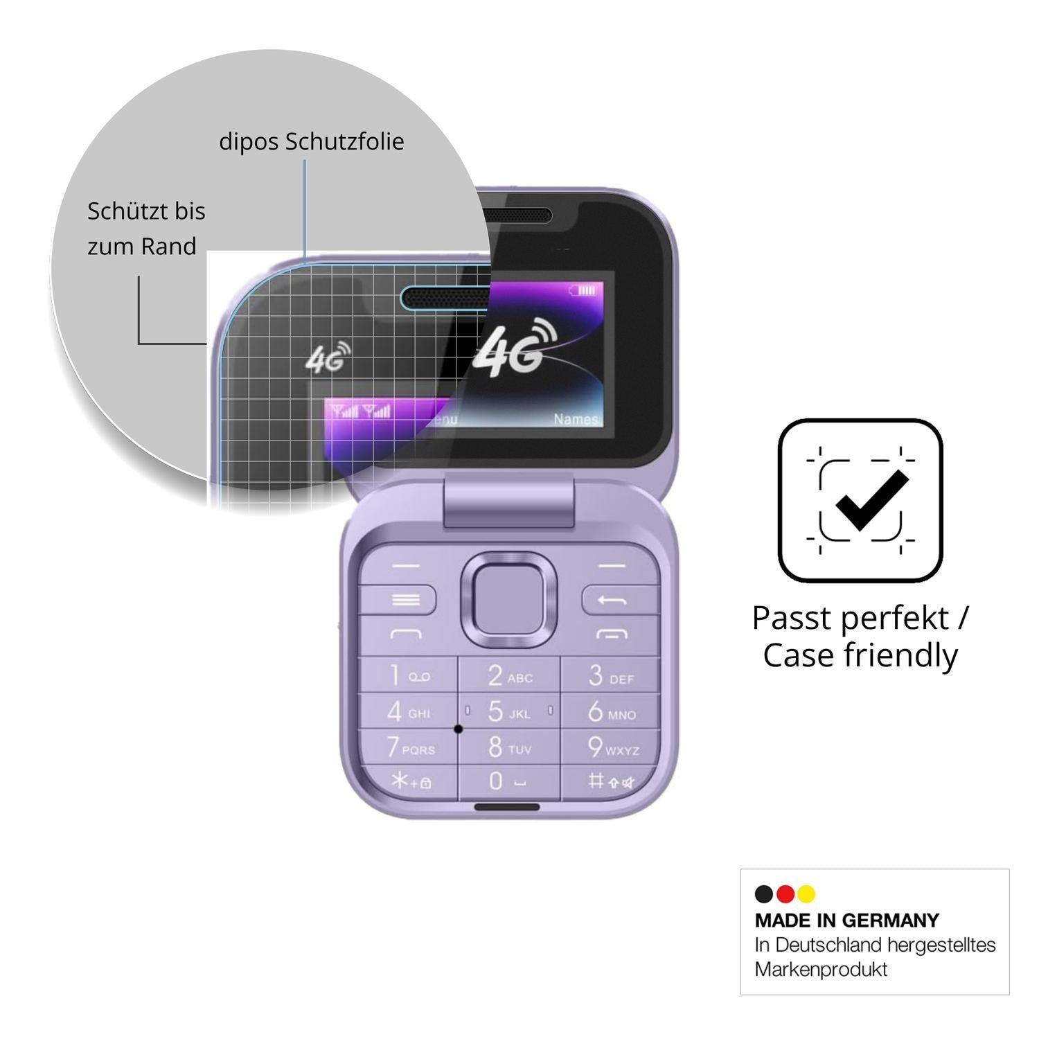 2x 9H Schutzfolie matt für Tosuny 4G Klapptelefon  (6)