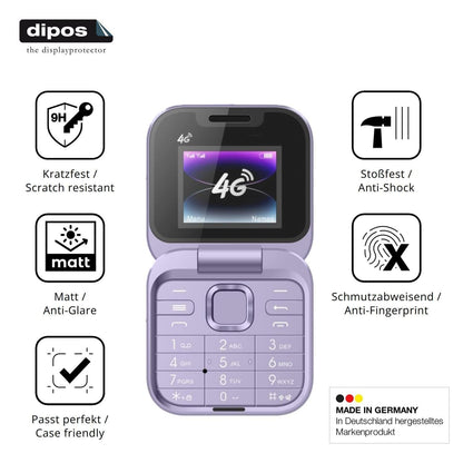 2x 9H Schutzfolie matt für Tosuny 4G Klapptelefon  (7)