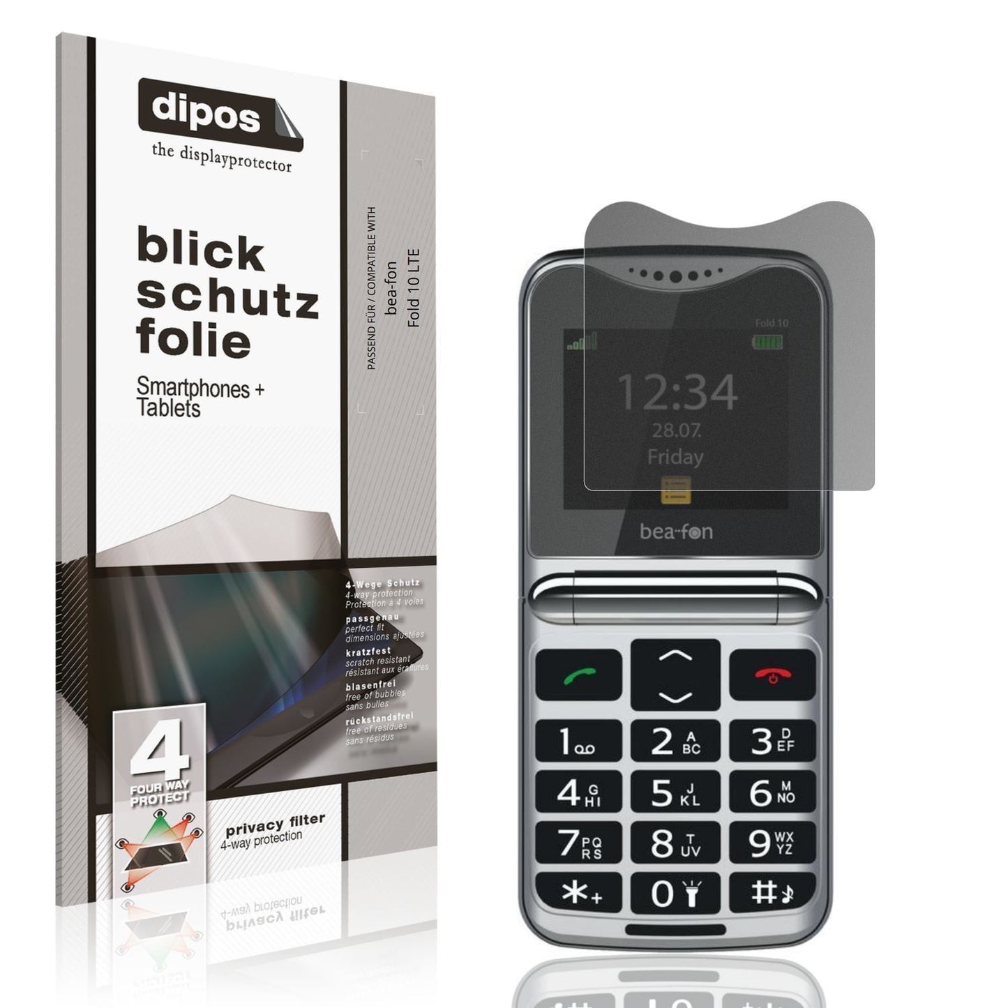 Blickschutzfolie für bea-fon Fold 10 LTE matt Schu (1)
