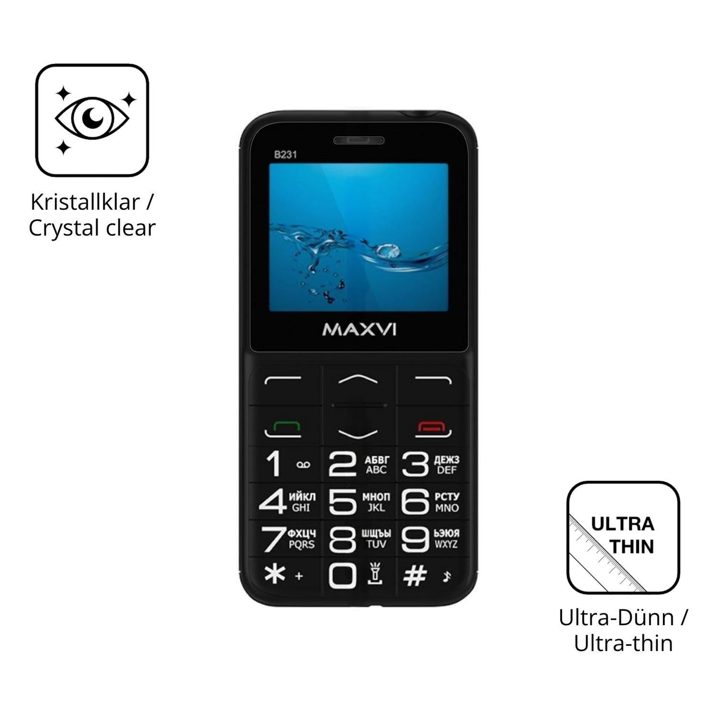 4x Schutzfolie klar für Maxvi B231 Display-Schutzf (5)