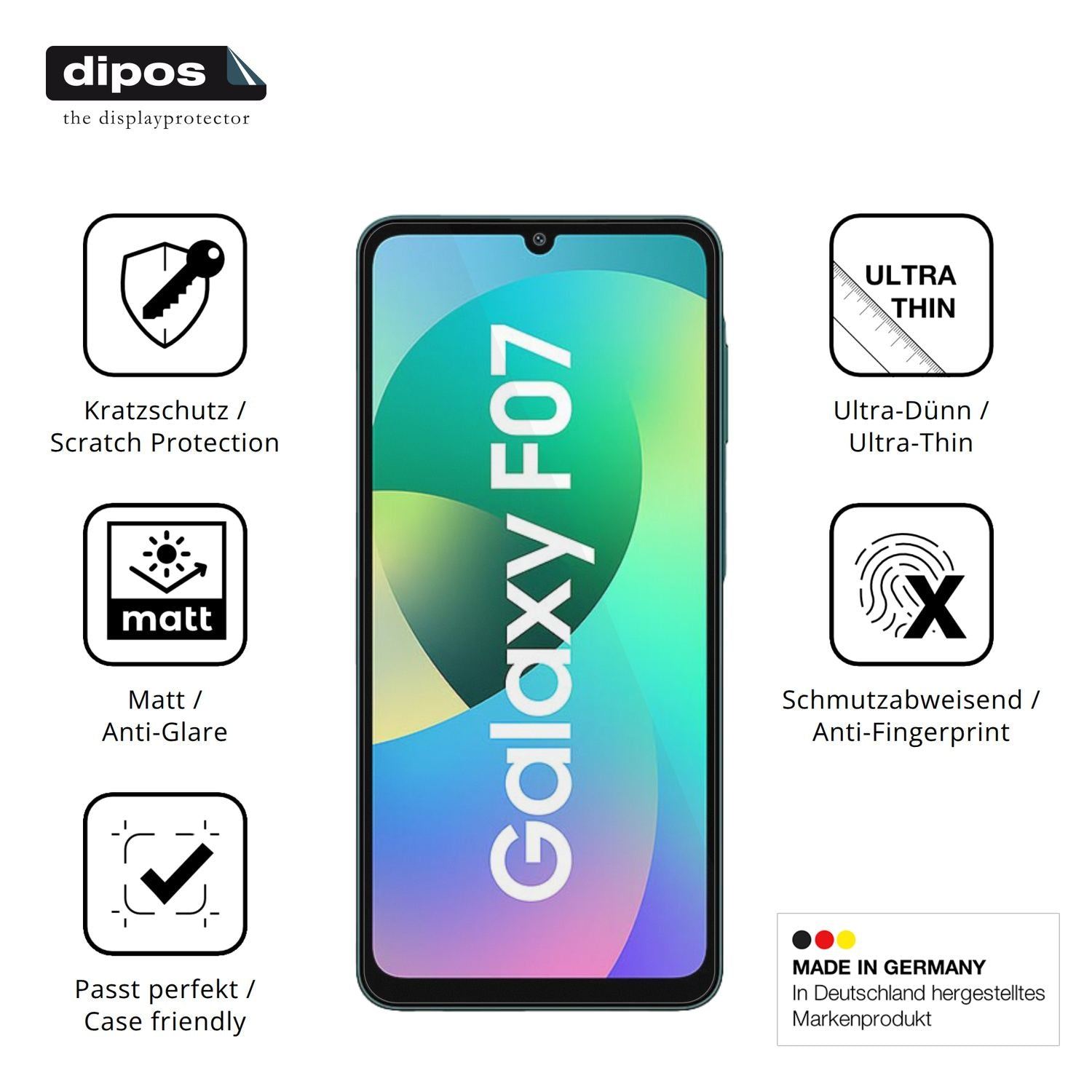 4x Schutzfolie matt für Samsung Galaxy F07 Display (7)