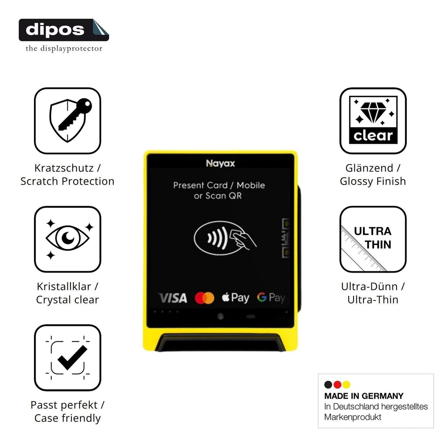 2x Schutzfolie klar für Nayax VPOS Media 4 Display (7)