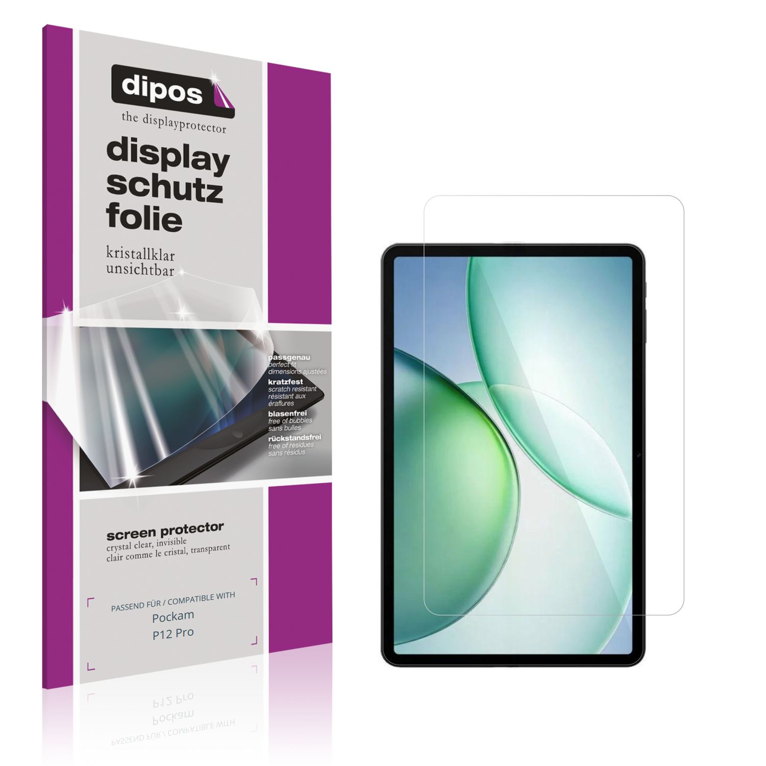 2x Schutzfolie klar für Pockam P12 Pro Display-Sch (1)