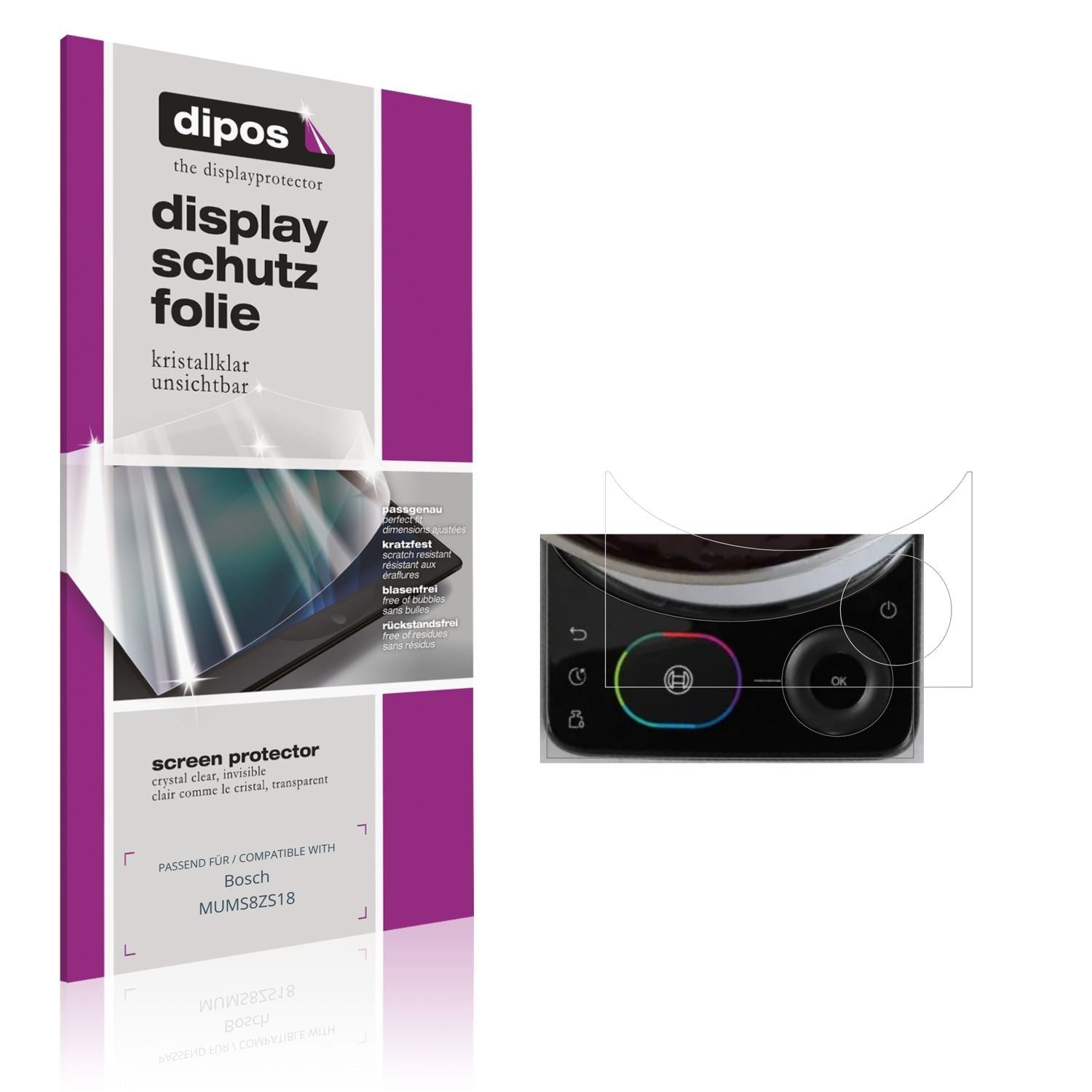 2x Schutzfolie klar für Bosch MUMS8ZS18 Display-Sc (1)