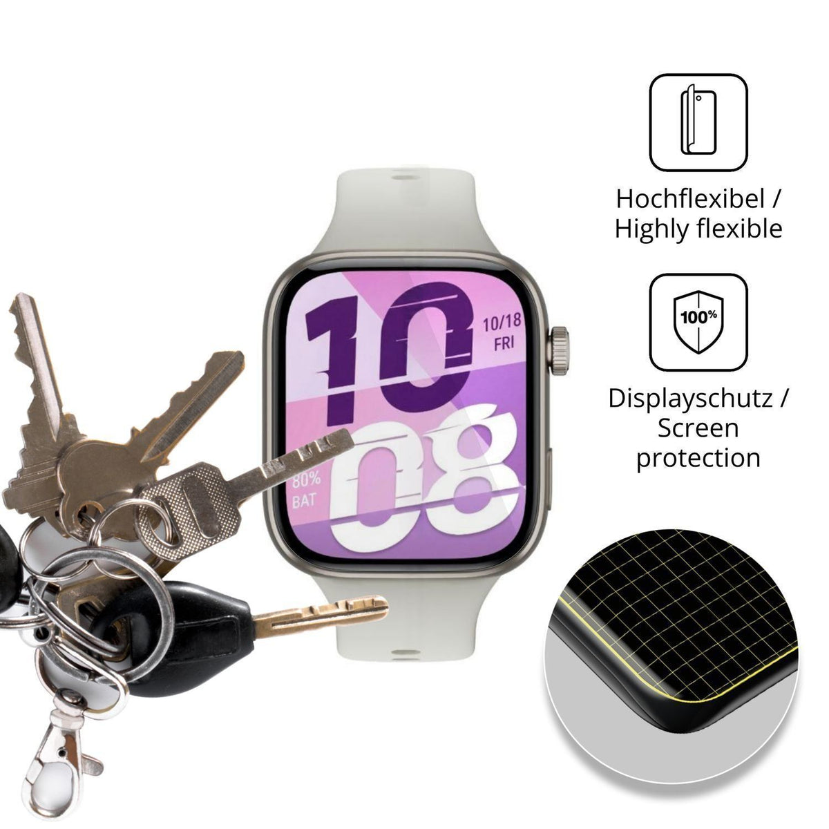 2x 3D Full Cover Schutzfolie für Honor Watch X5i (3)