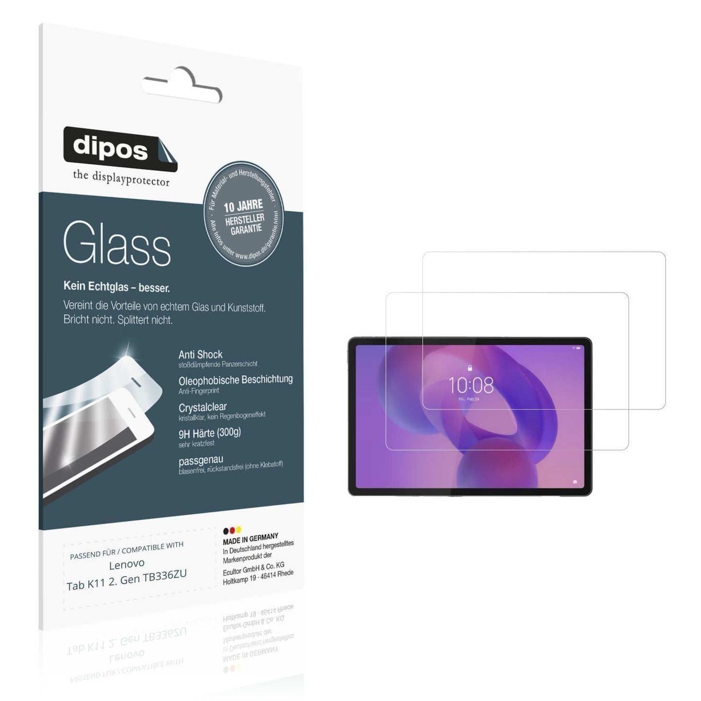 2x 9H Schutzfolie für Lenovo Tab K11 2. Gen TB336Z (1)