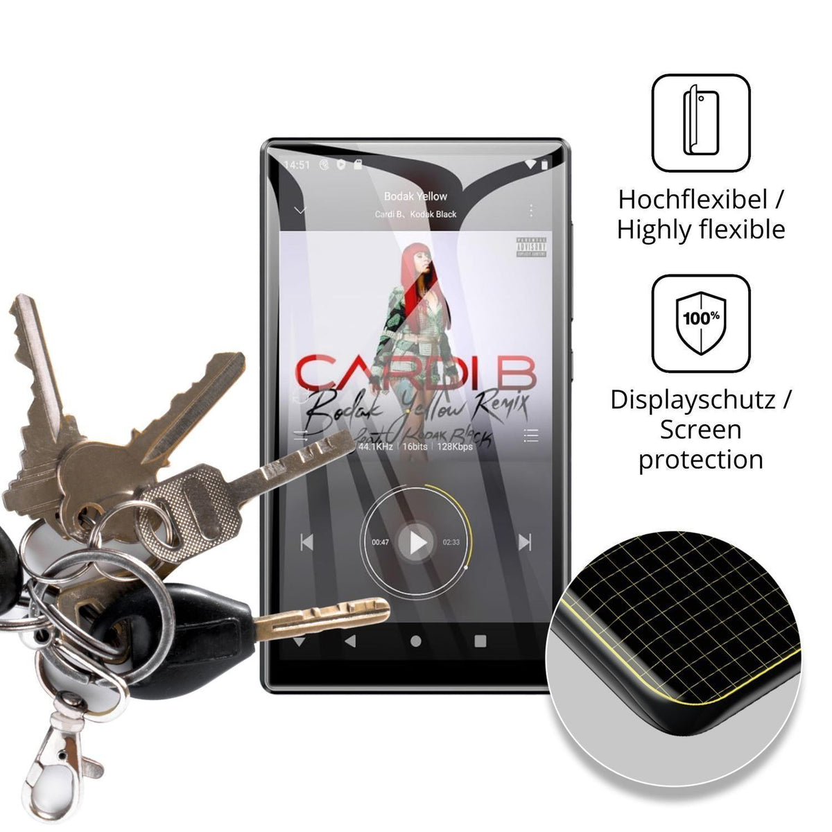2x 3D Full Cover Schutzfolie für Diofox M10 MP3-Pl (3)