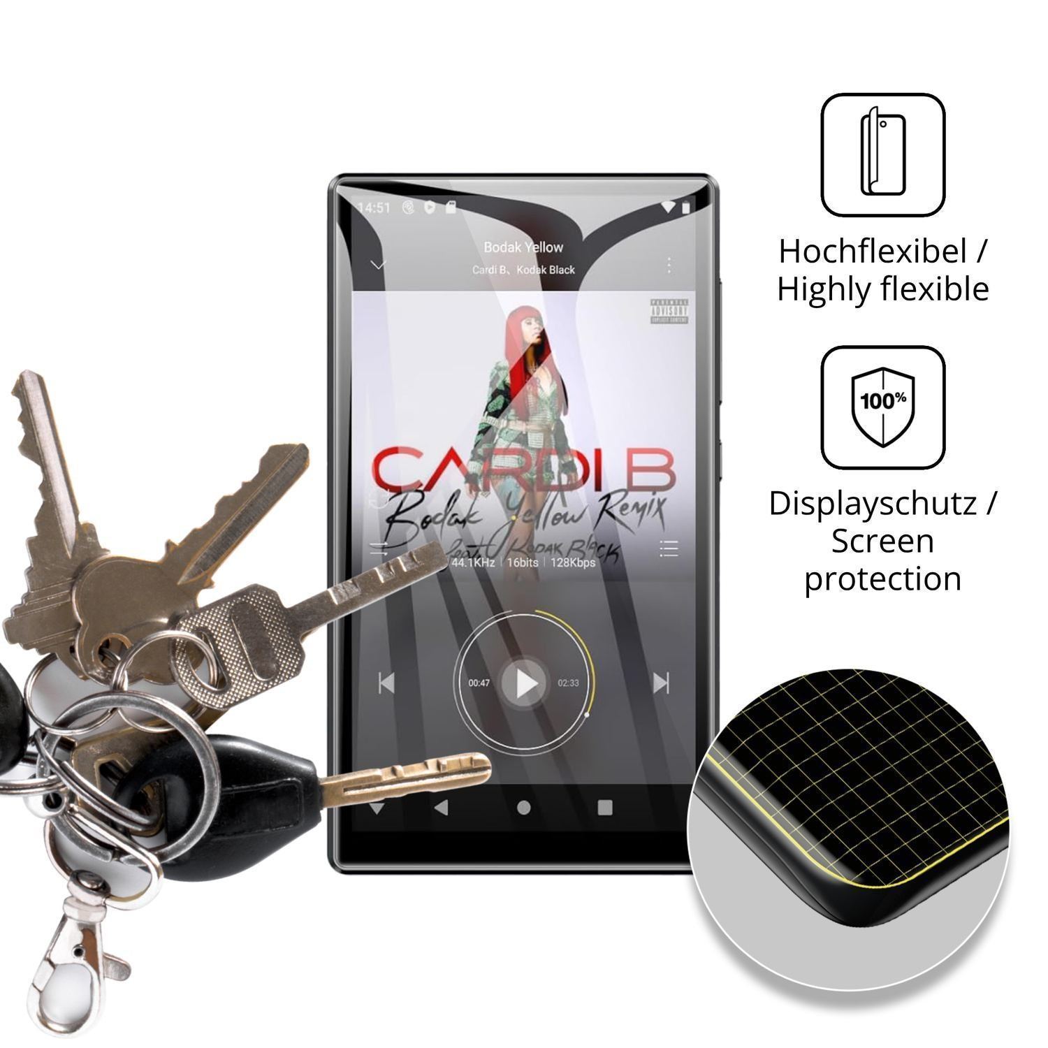 2x 3D Full Cover Schutzfolie für Diofox M10 MP3-Pl (3)