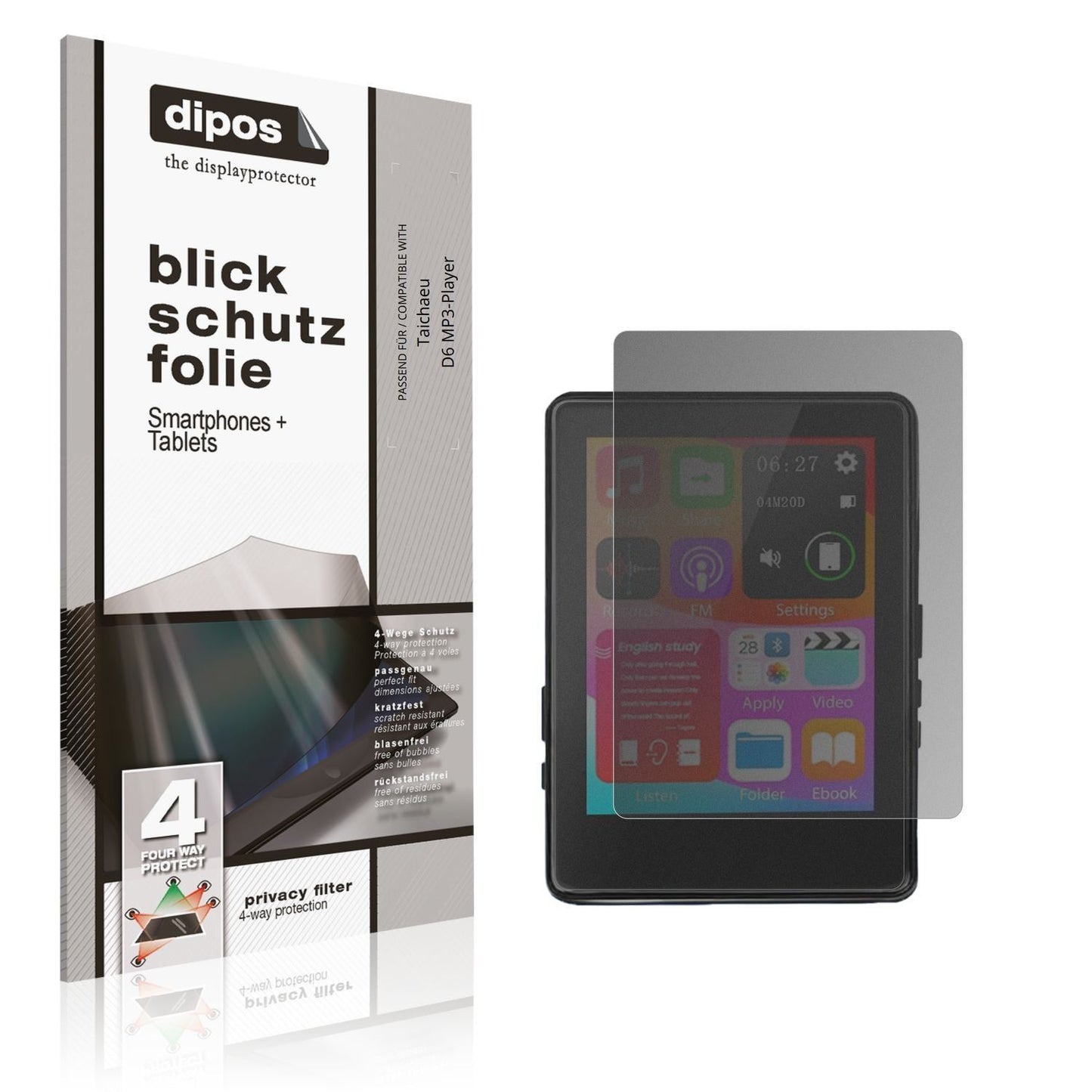 Blickschutzfolie für Taichaeu D6 MP3-Player matt S (1)