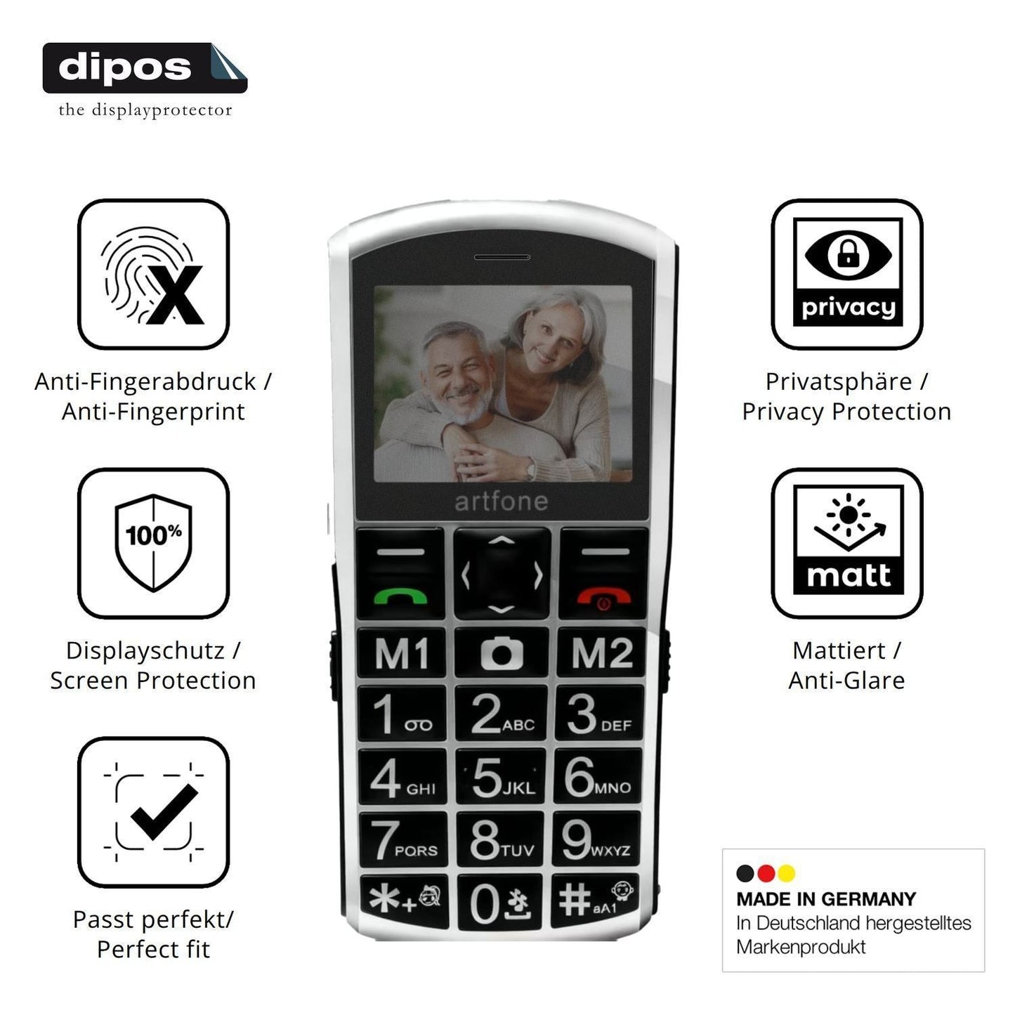 Blickschutzfolie für Artfone A400 Pro 4G matt Schu (5)