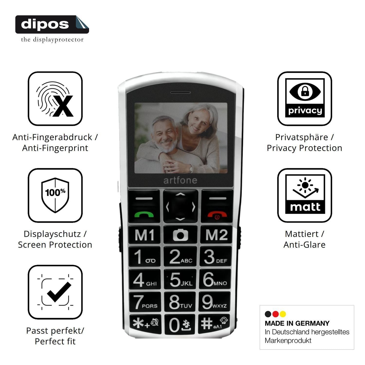 Blickschutzfolie für Artfone A400 Pro 4G matt Schu (5)