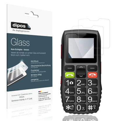 2x 9H Schutzfolie für FEGA Senioren-Handy 1.77 Zol (1)
