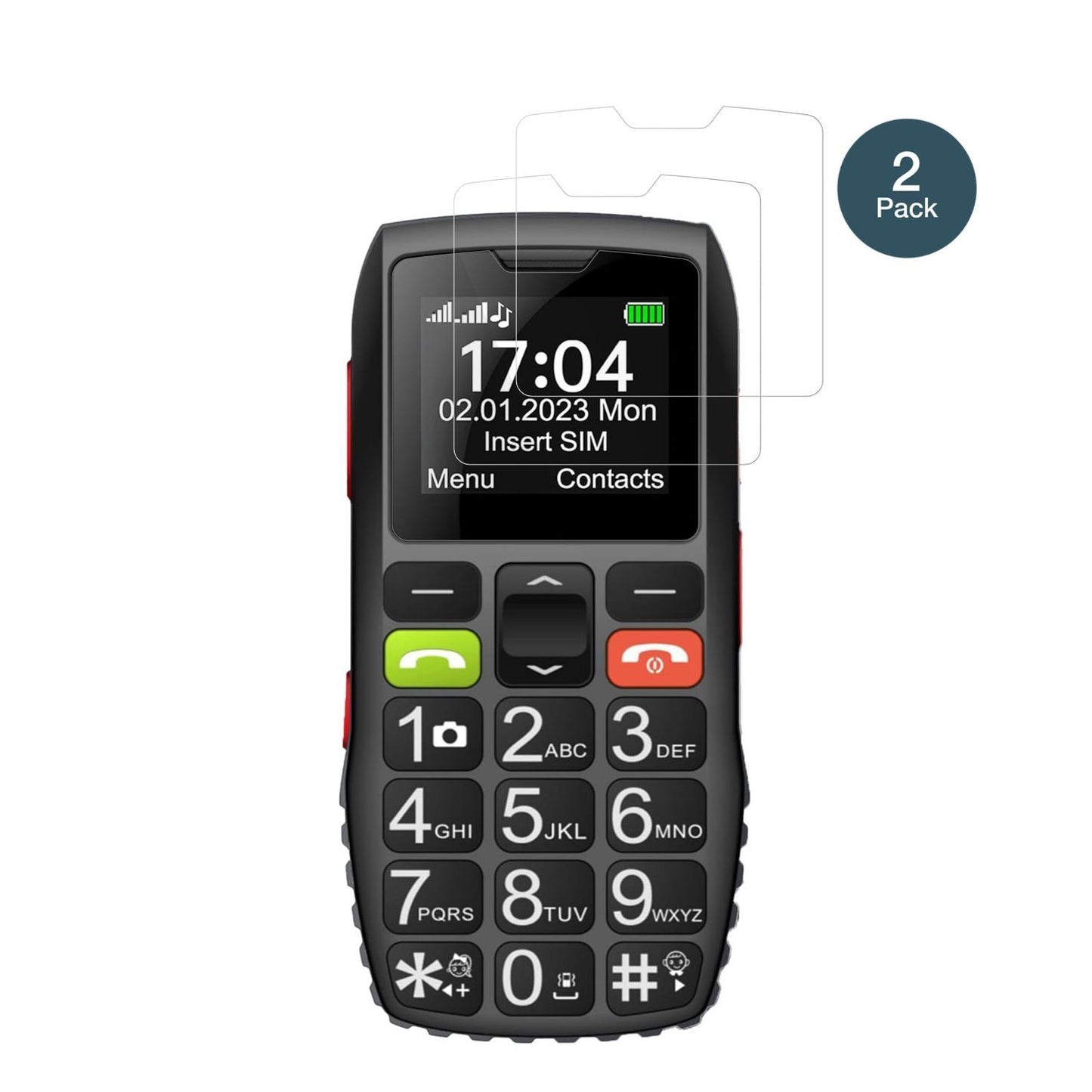 2x 9H Schutzfolie für FEGA Senioren-Handy 1.77 Zol (2)