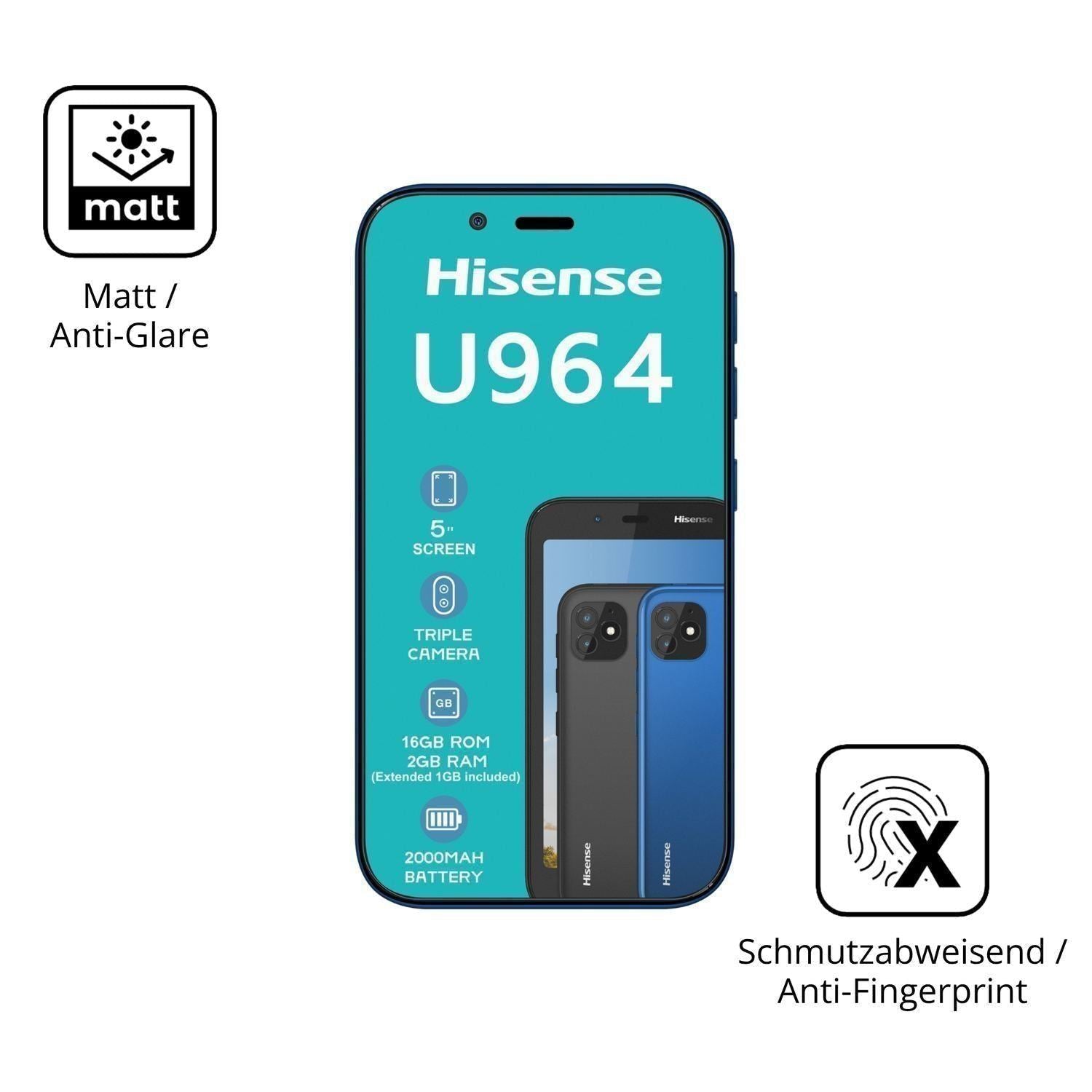 4x Schutzfolie matt für Hisense U964 Display-Schut (5)