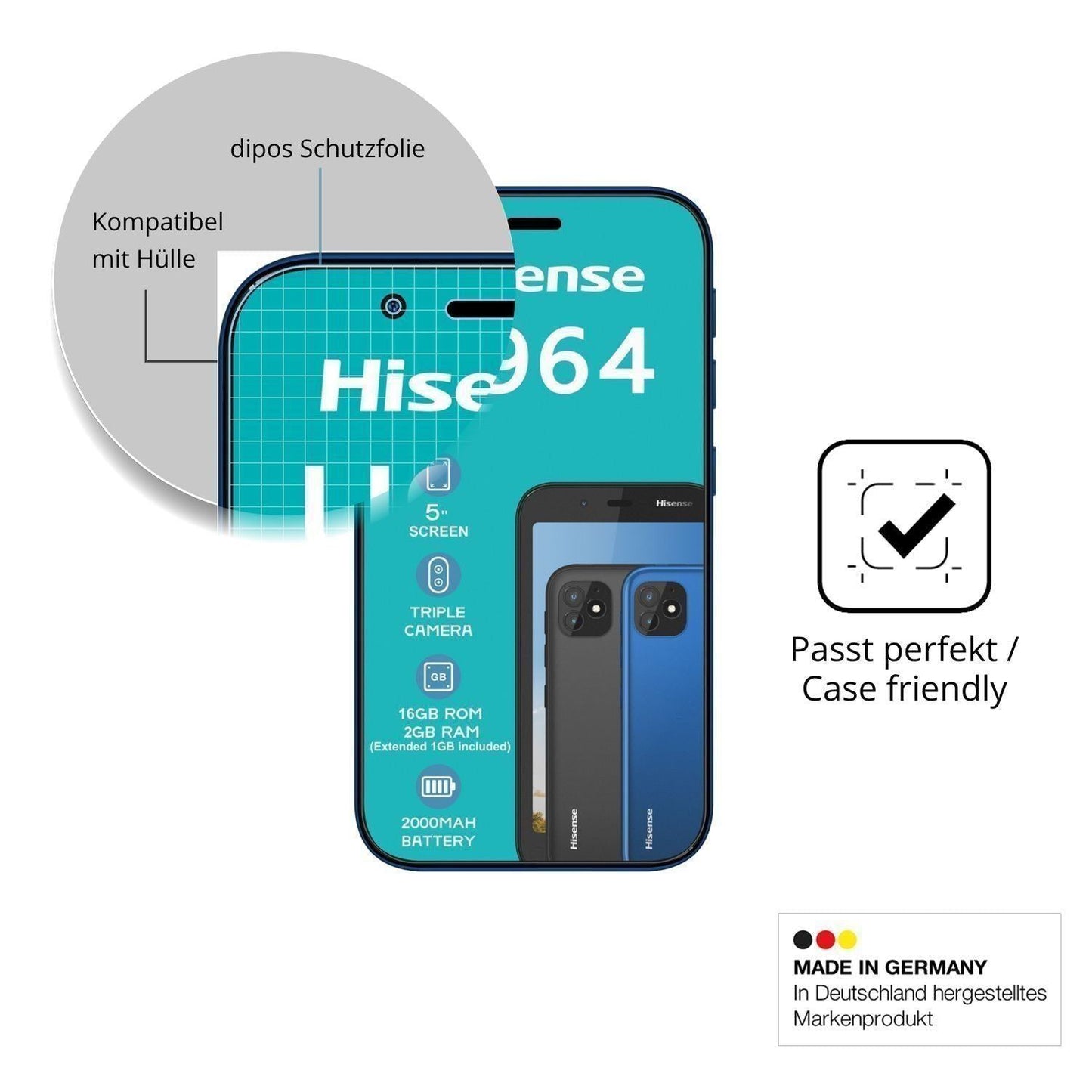 4x Schutzfolie matt für Hisense U964 Display-Schut (6)