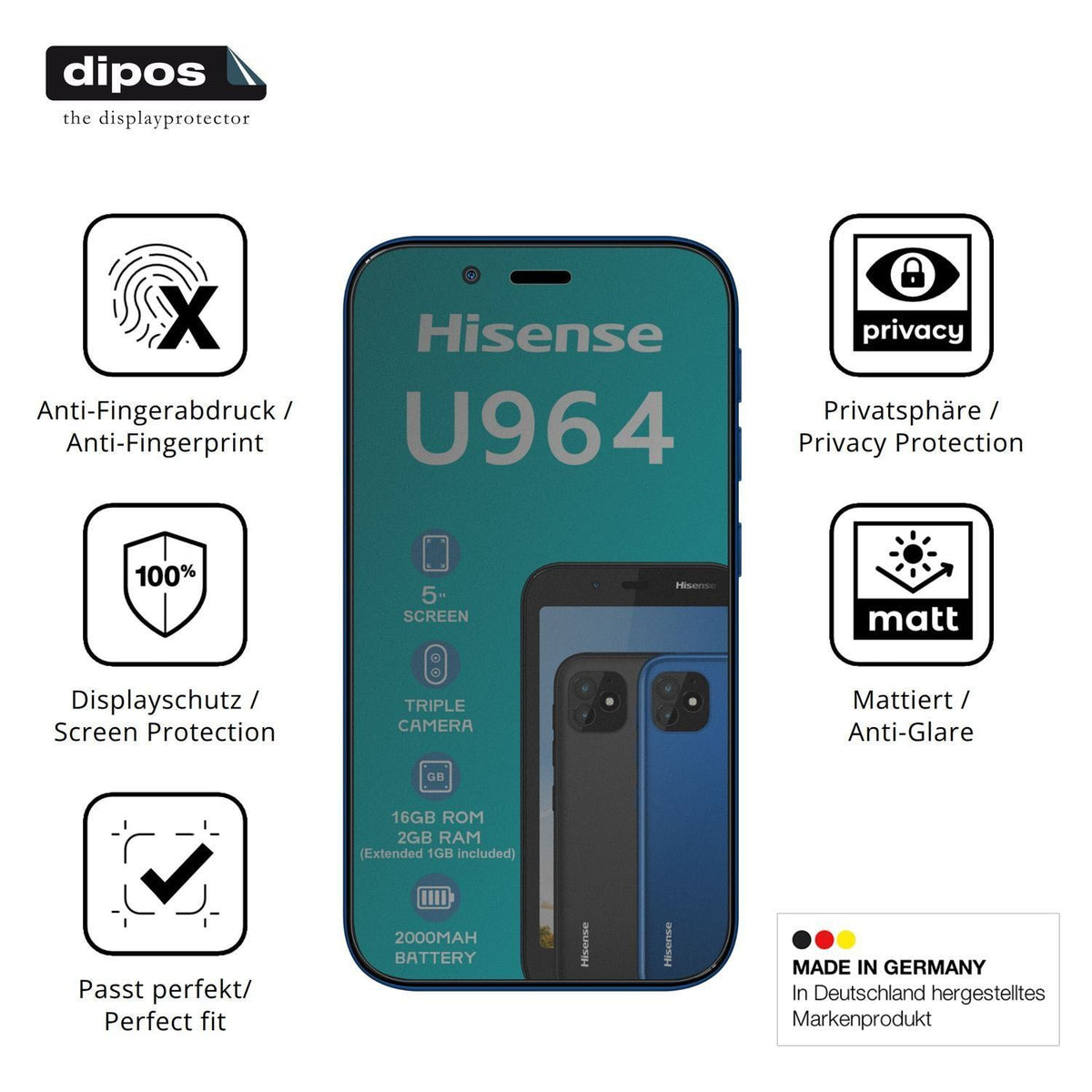 Blickschutzfolie für Hisense U964 matt Schutzfolie (5)